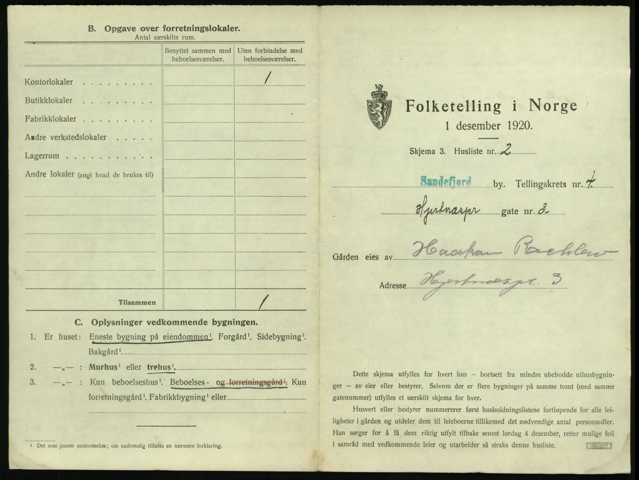 SAKO, 1920 census for Sandefjord, 1920, p. 512