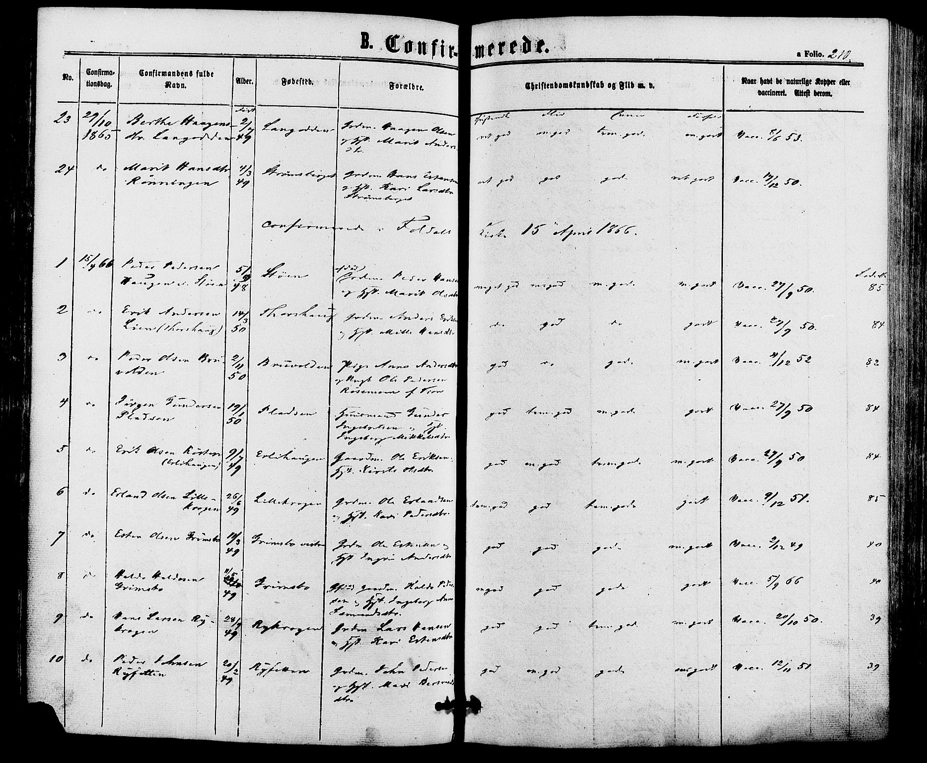Alvdal prestekontor, SAH/PREST-060/H/Ha/Haa/L0001: Parish register (official) no. 1, 1863-1882, p. 210