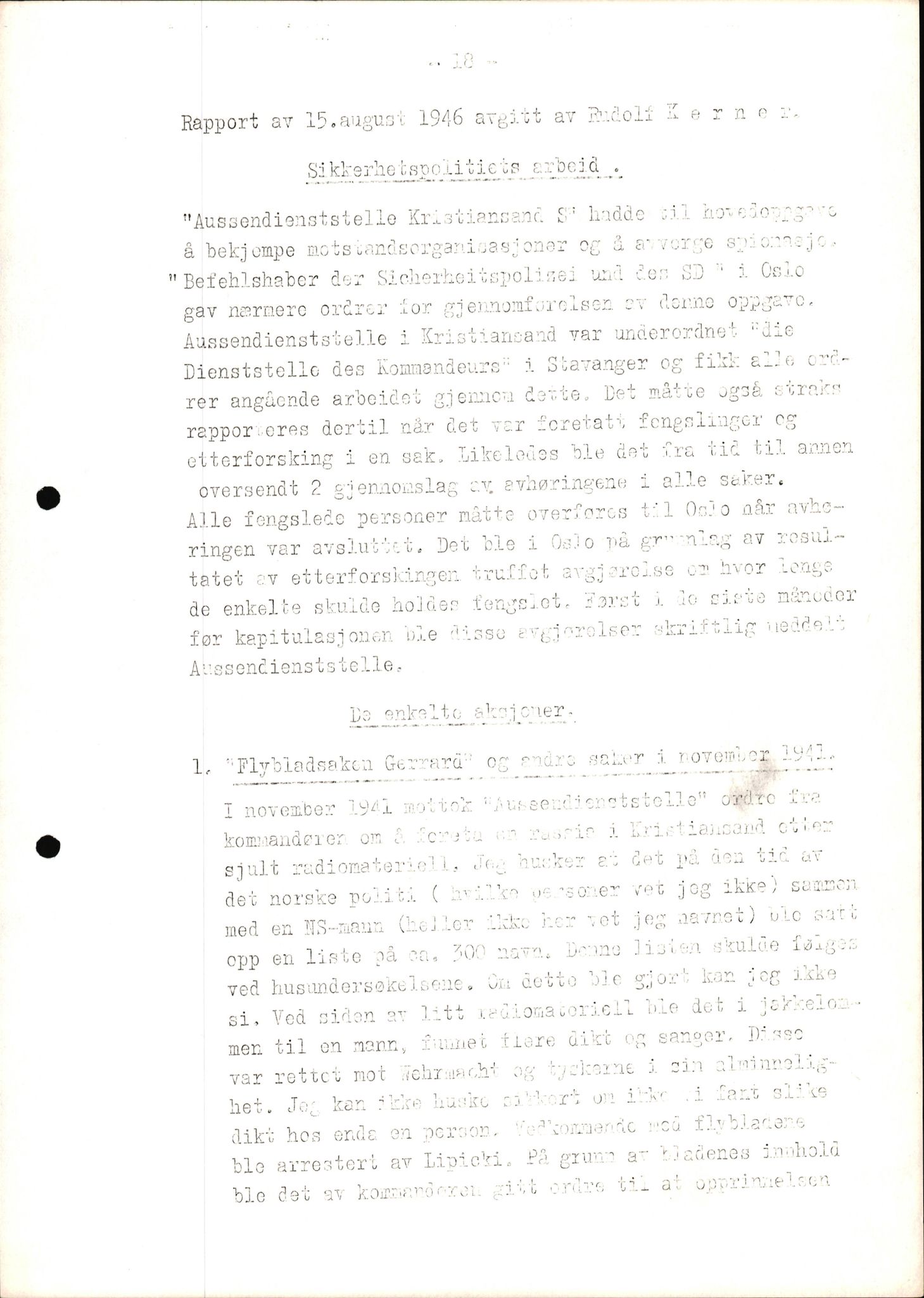 Rudolf Kerner - rapporter, AV/SAK-D/1272/F/L0001: Rapporter vedr. det tyske sikkerhetspolitiets aksjoner, 1946, p. 18