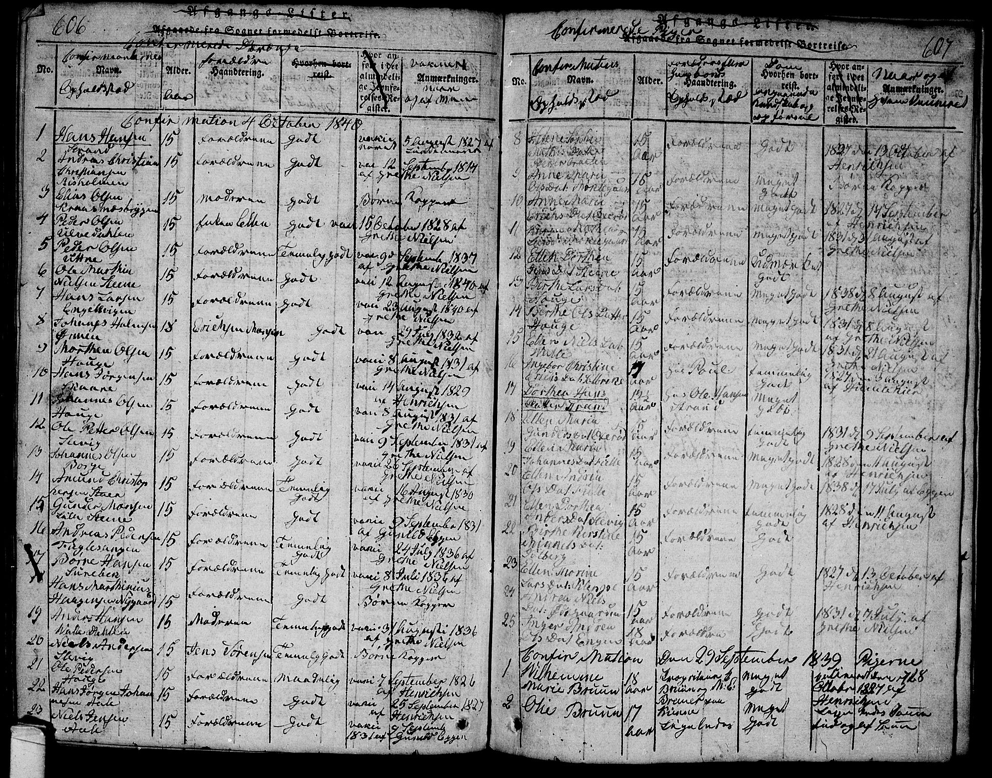 Onsøy prestekontor Kirkebøker, SAO/A-10914/G/Ga/L0001: Parish register (copy) no. I 1, 1814-1840, p. 606-607