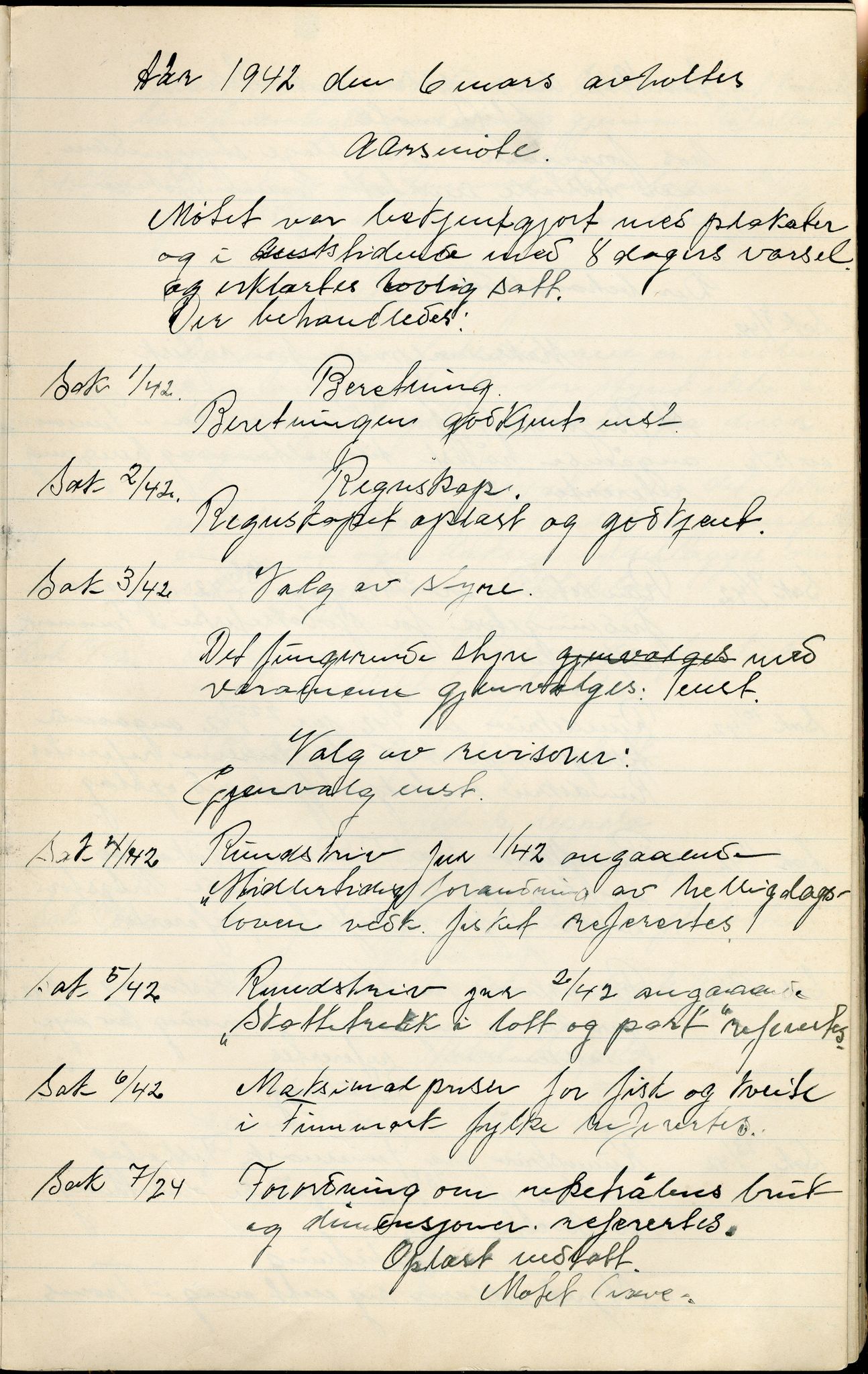 Vadsø Fiskarlag, FMFB/A-1016/A/L0001: Protokoll for styremøtene, 1926-1952, p. 114