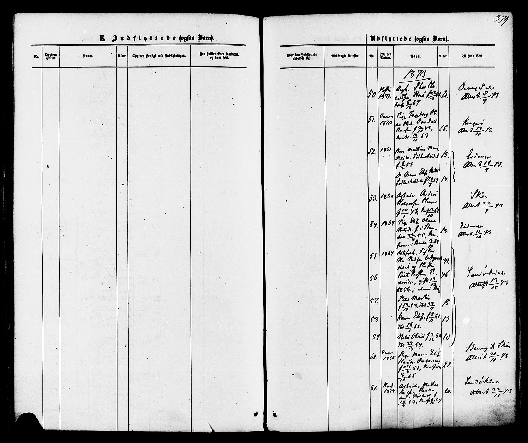 Bamble kirkebøker, AV/SAKO-A-253/F/Fa/L0006: Parish register (official) no. I 6, 1869-1877, p. 379