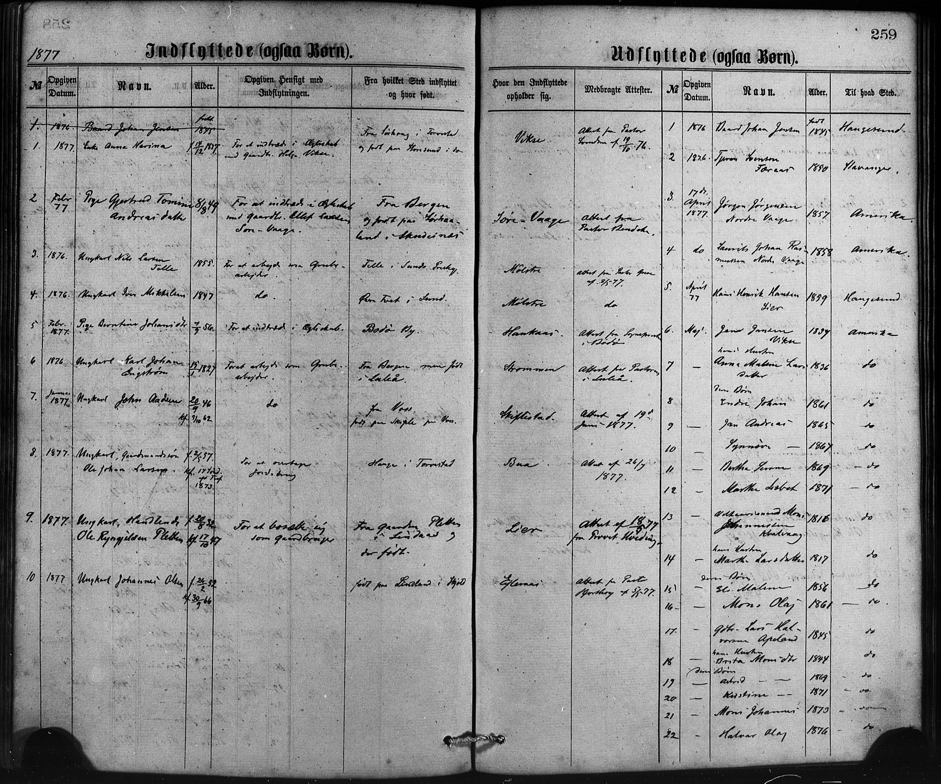 Sveio Sokneprestembete, SAB/A-78501/H/Haa: Parish register (official) no. B 1, 1870-1883, p. 259