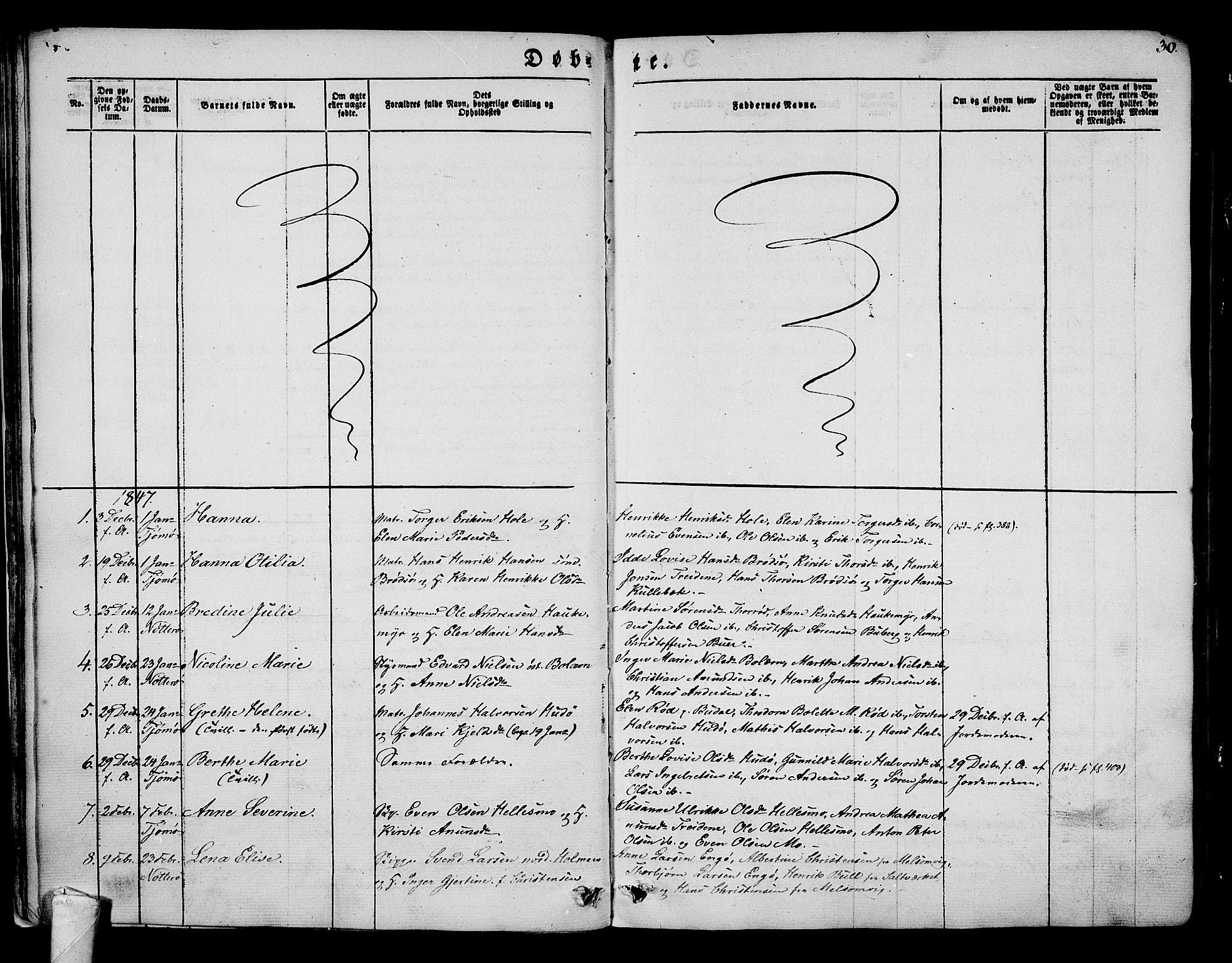 Nøtterøy kirkebøker, AV/SAKO-A-354/G/Ga/L0001: Parish register (copy) no. I 1, 1844-1859, p. 30