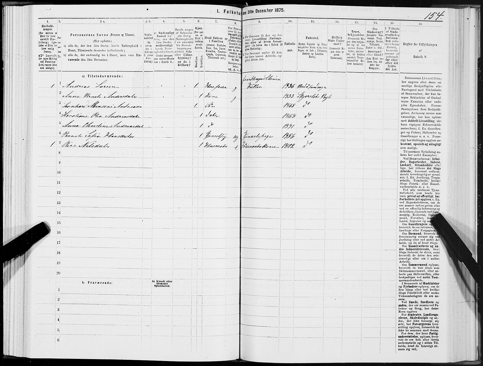 SAT, 1875 census for 1842P Skjerstad, 1875, p. 1154