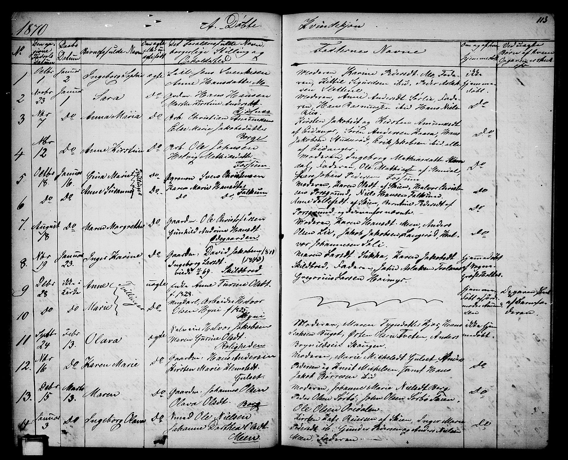 Gjerpen kirkebøker, SAKO/A-265/G/Ga/L0001: Parish register (copy) no. I 1, 1864-1882, p. 113