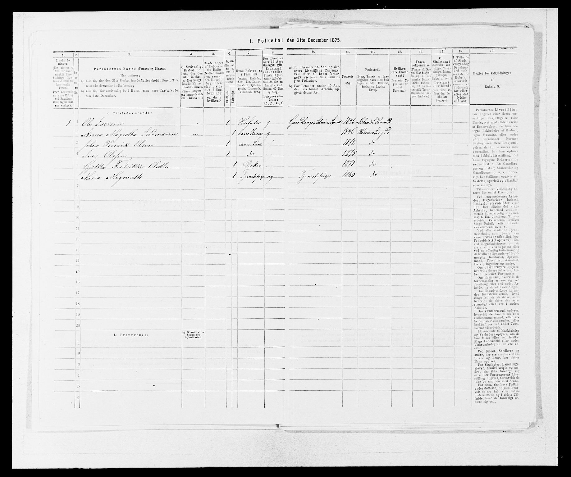 SAB, 1875 census for 1254P Hamre, 1875, p. 727