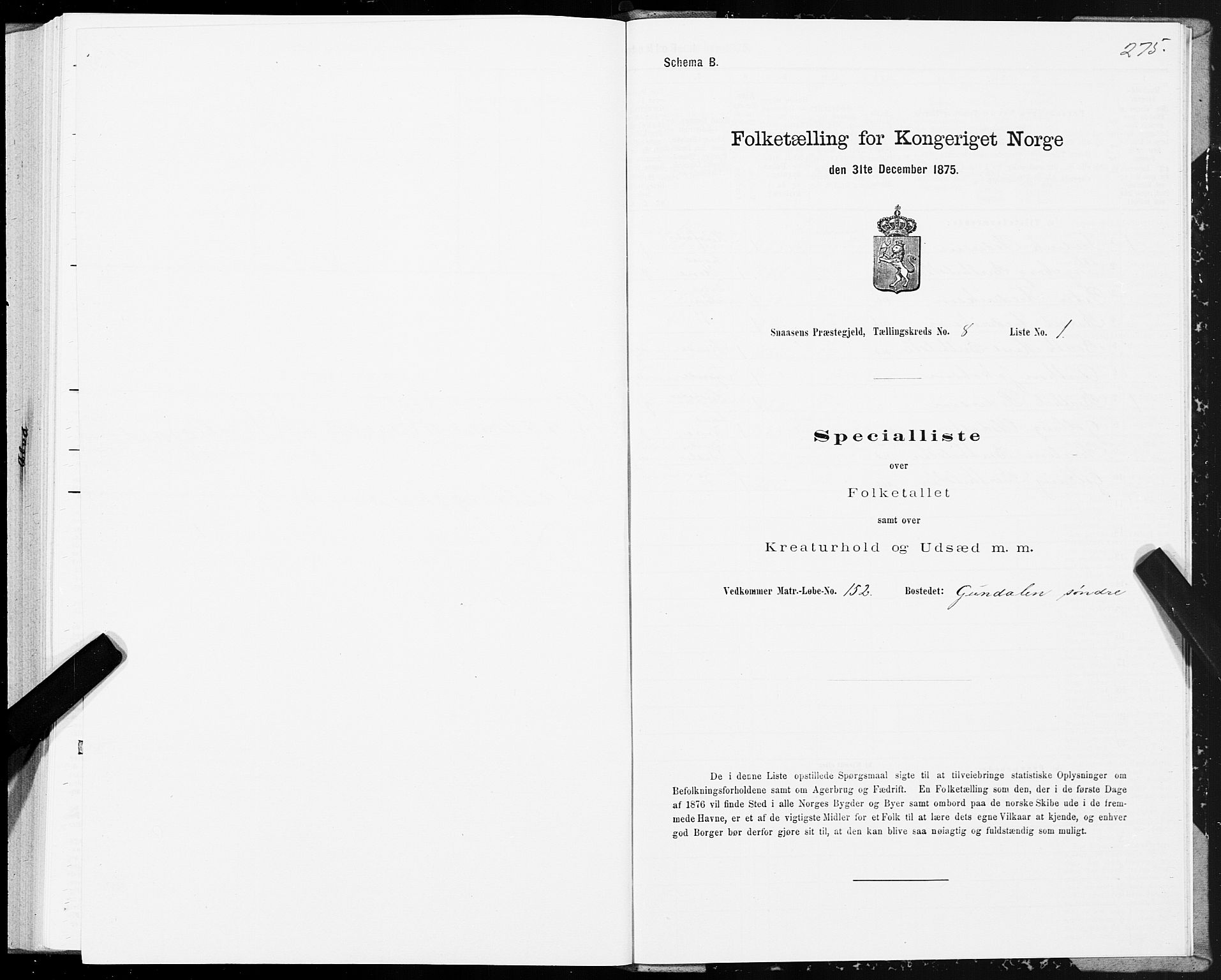 SAT, 1875 census for 1736P Snåsa, 1875, p. 3275