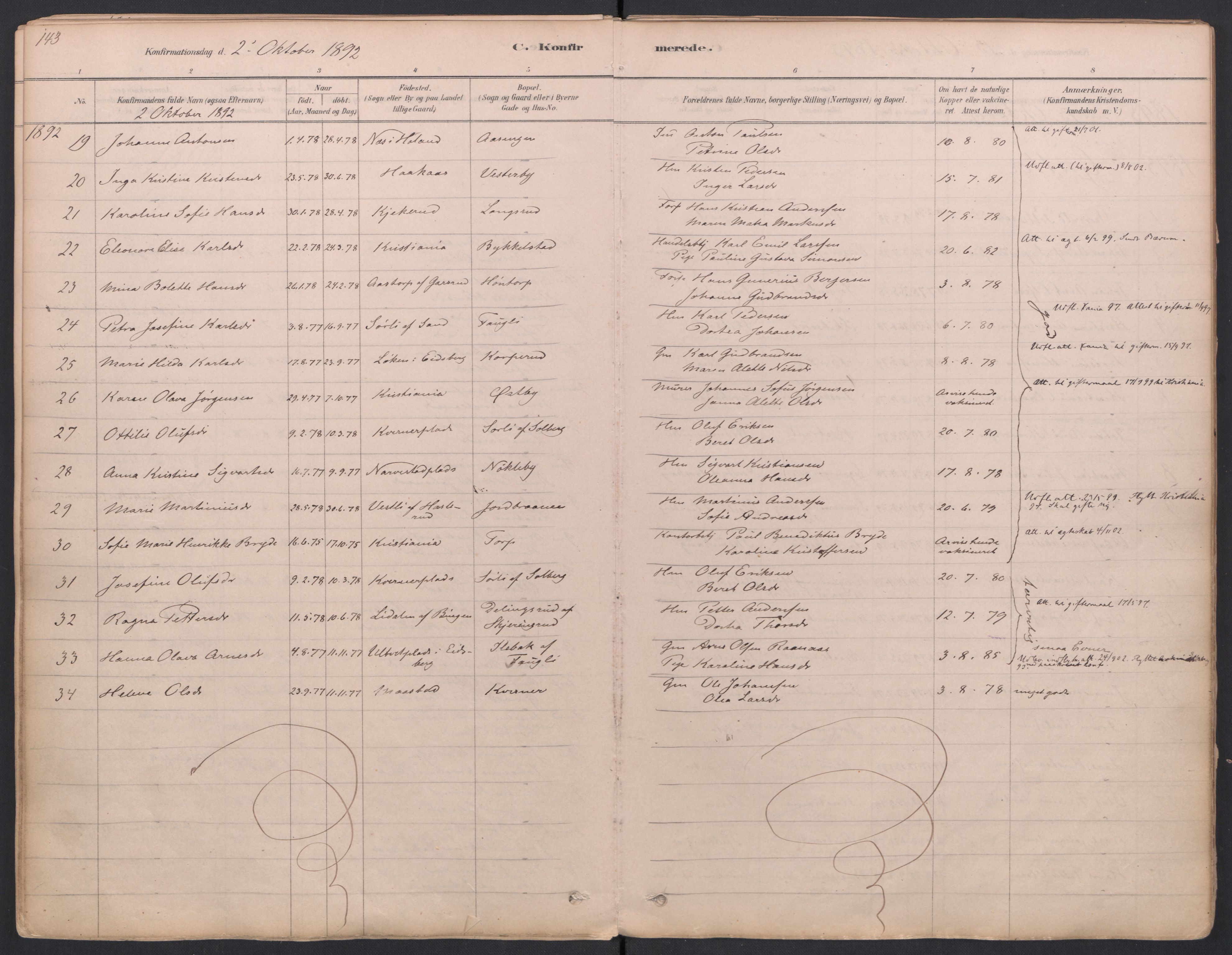 Trøgstad prestekontor Kirkebøker, AV/SAO-A-10925/F/Fa/L0010: Parish register (official) no. I 10, 1878-1898, p. 143