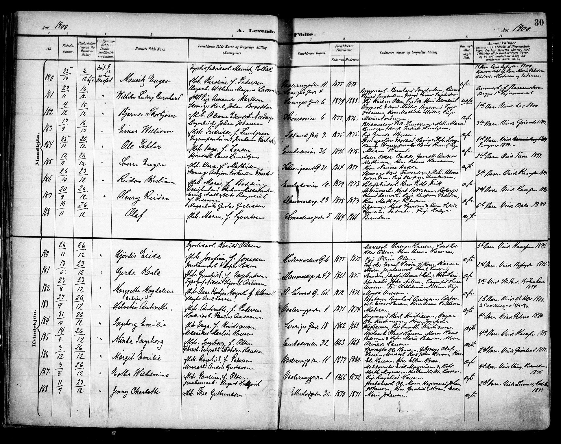 Vålerengen prestekontor Kirkebøker, AV/SAO-A-10878/F/Fa/L0001: Parish register (official) no. 1, 1899-1915, p. 30