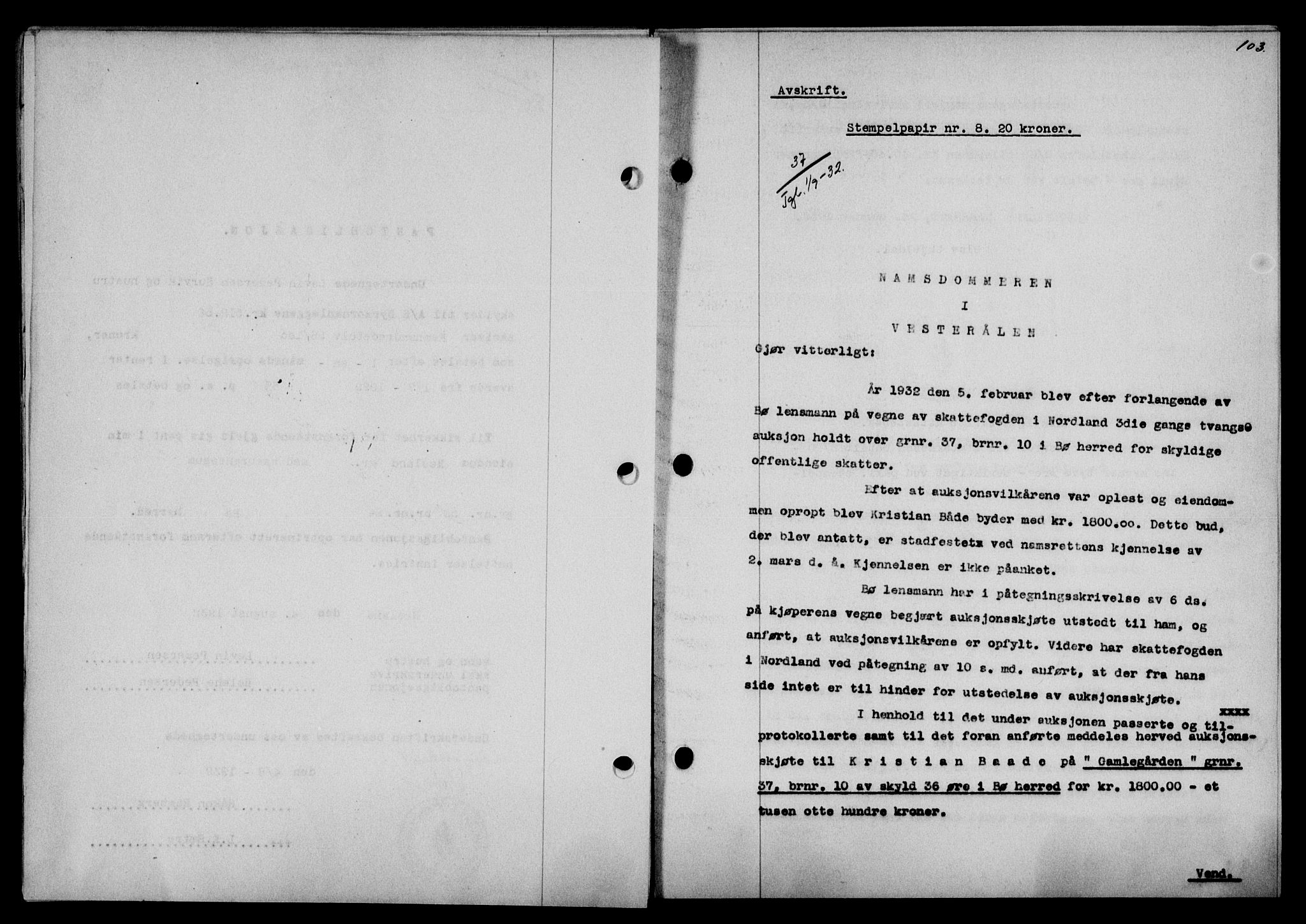 Vesterålen sorenskriveri, SAT/A-4180/1/2/2Ca/L0056: Mortgage book no. 49, 1932-1933, Deed date: 01.09.1932