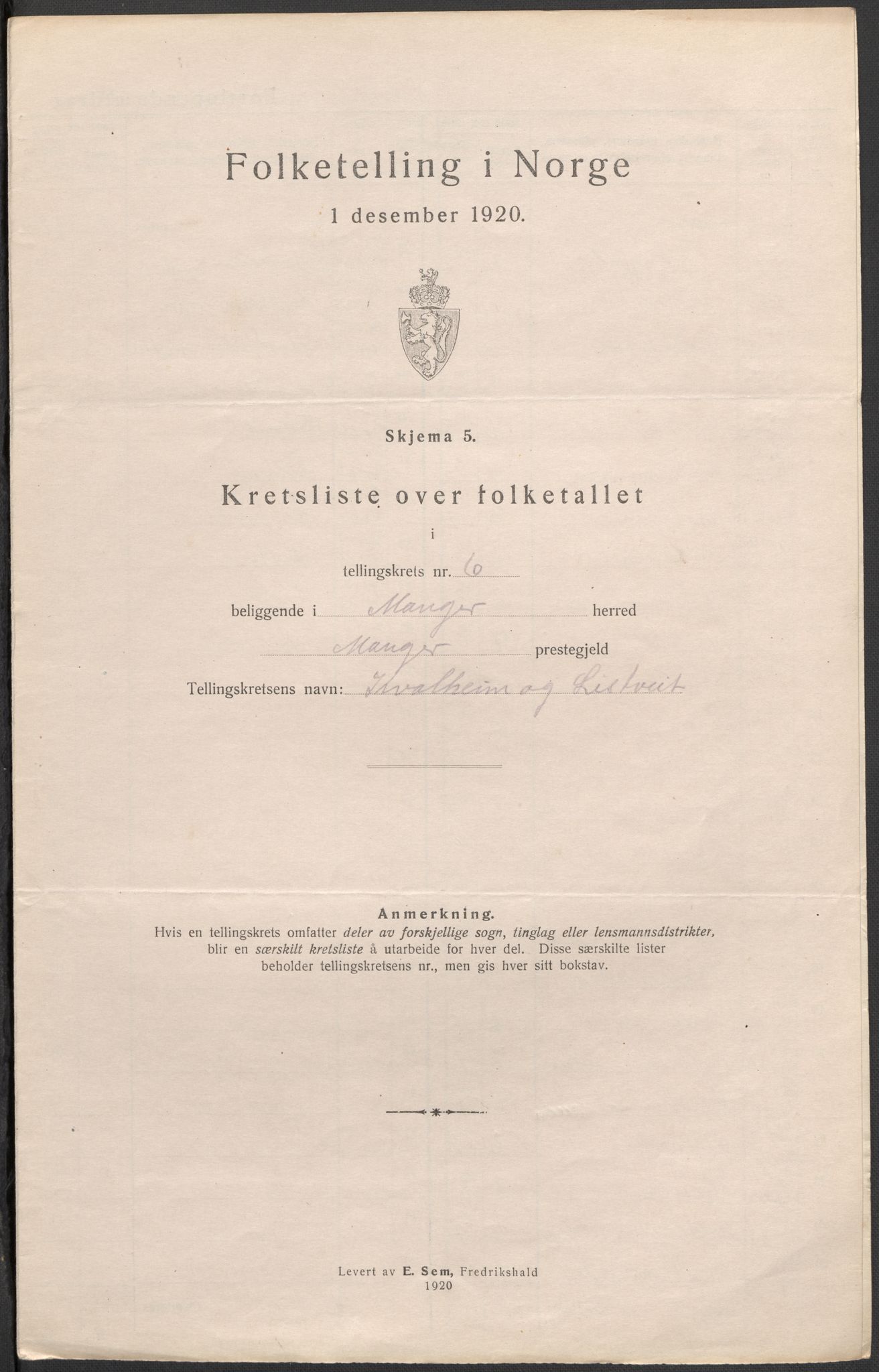 SAB, 1920 census for Manger, 1920, p. 20