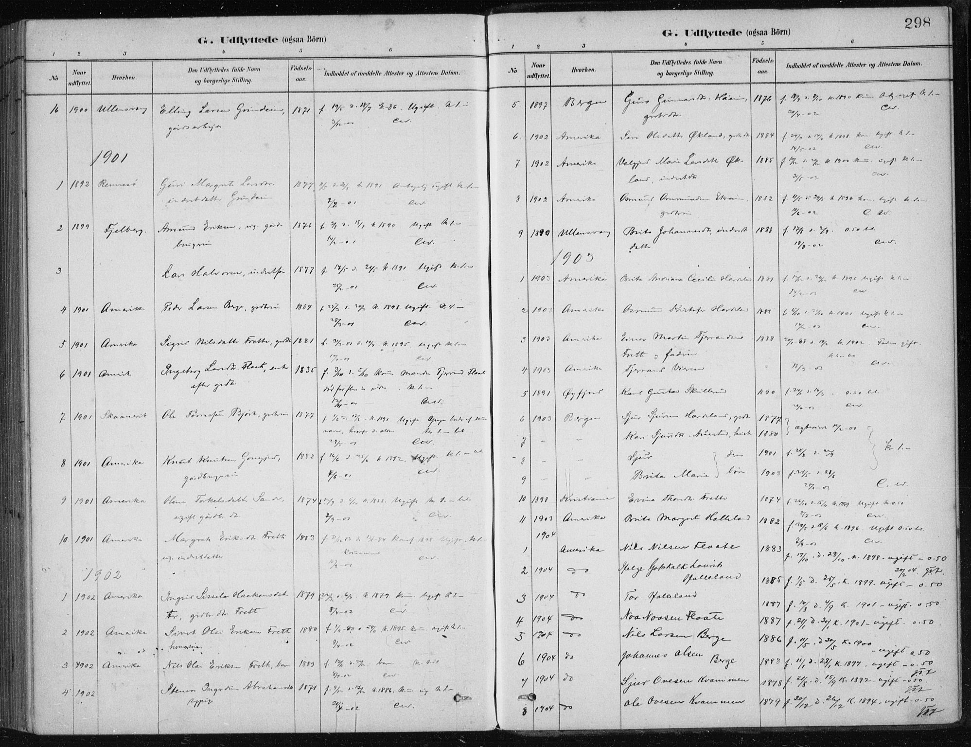 Etne sokneprestembete, SAB/A-75001/H/Haa: Parish register (official) no. D  1, 1879-1919, p. 298