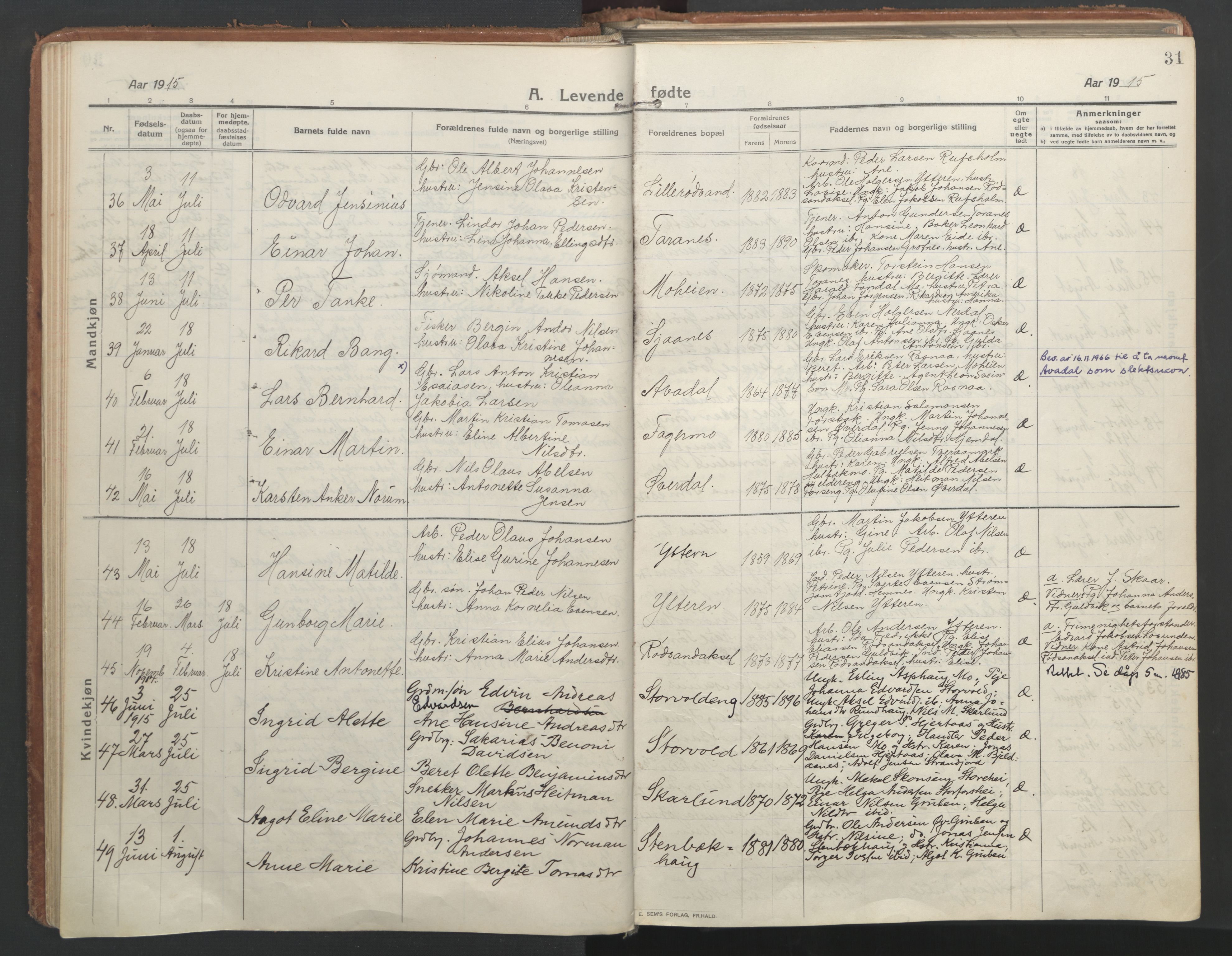 Ministerialprotokoller, klokkerbøker og fødselsregistre - Nordland, AV/SAT-A-1459/827/L0404: Parish register (official) no. 827A16, 1912-1925, p. 31