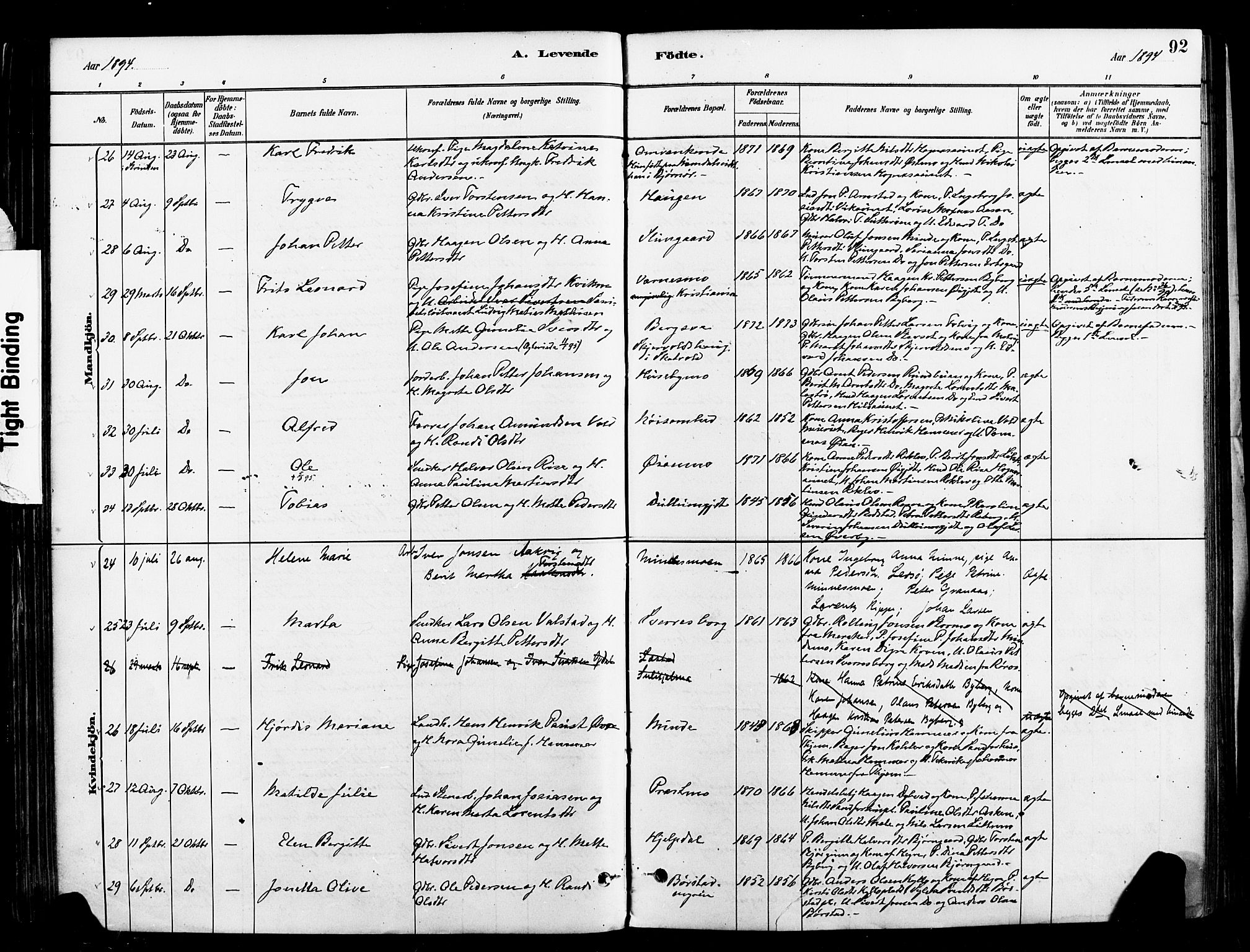 Ministerialprotokoller, klokkerbøker og fødselsregistre - Nord-Trøndelag, SAT/A-1458/709/L0077: Parish register (official) no. 709A17, 1880-1895, p. 92