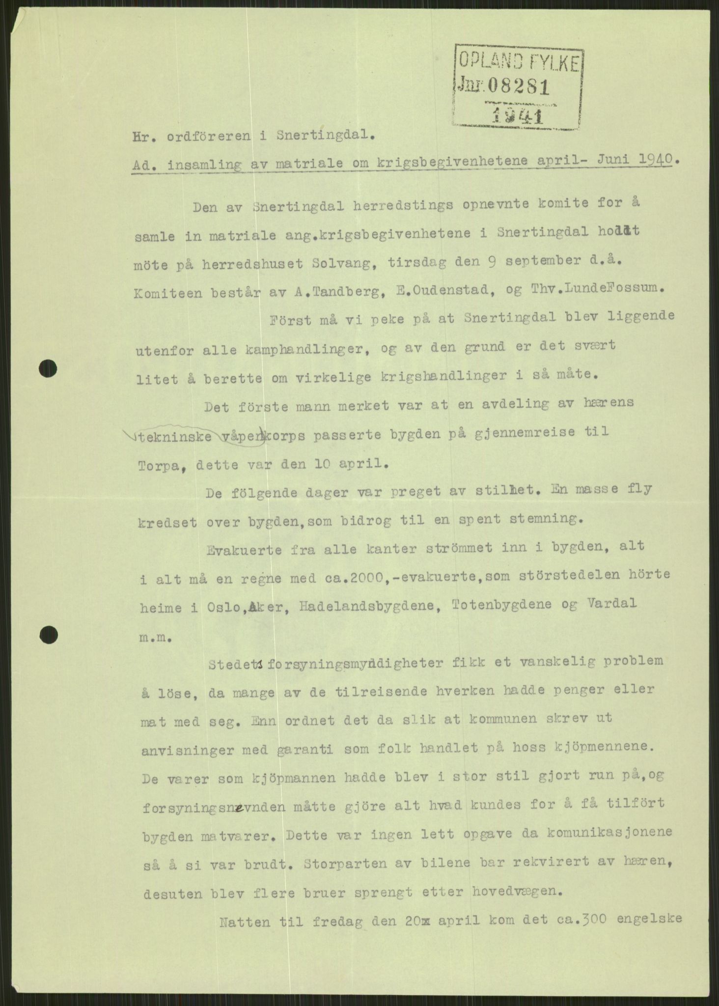 Forsvaret, Forsvarets krigshistoriske avdeling, RA/RAFA-2017/Y/Ya/L0014: II-C-11-31 - Fylkesmenn.  Rapporter om krigsbegivenhetene 1940., 1940, p. 198