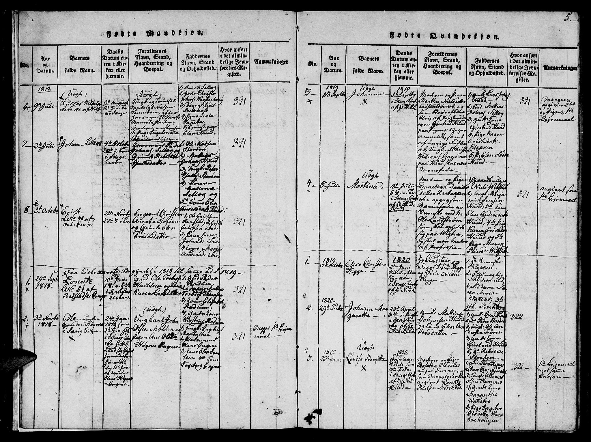 Ministerialprotokoller, klokkerbøker og fødselsregistre - Nord-Trøndelag, SAT/A-1458/766/L0565: Parish register (copy) no. 767C01, 1817-1823, p. 5