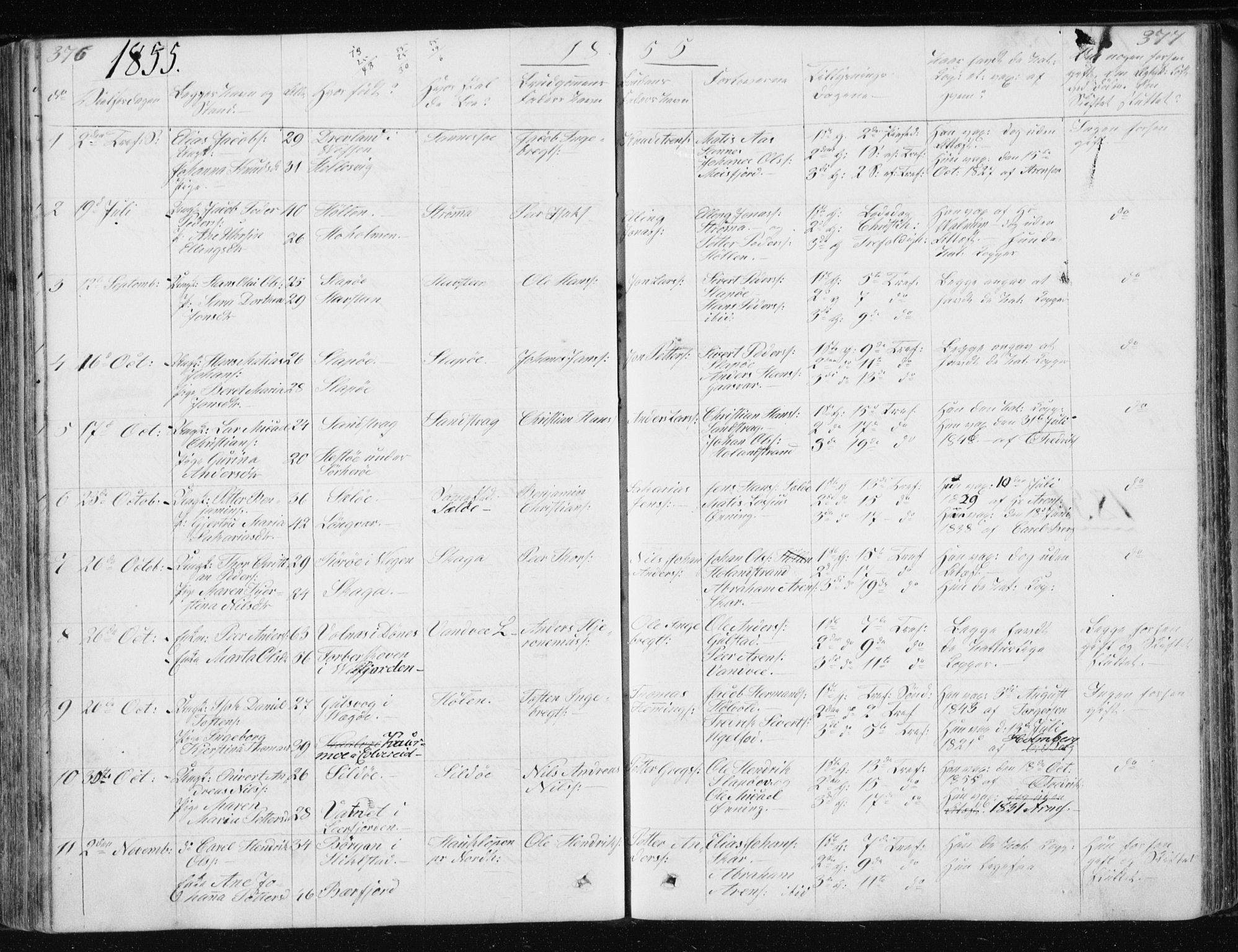 Ministerialprotokoller, klokkerbøker og fødselsregistre - Nordland, SAT/A-1459/834/L0511: Parish register (copy) no. 834C02, 1848-1862, p. 376-377