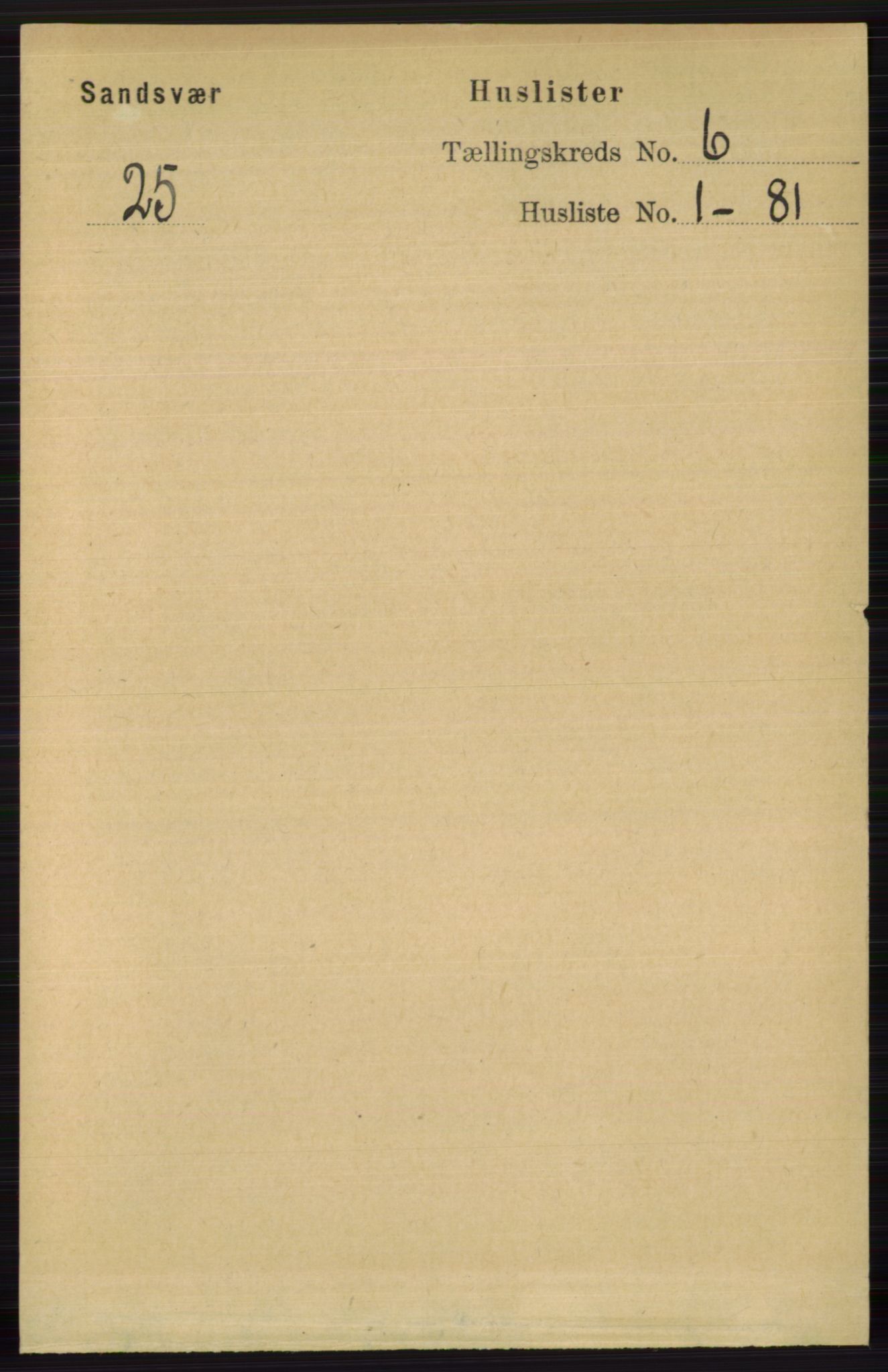 RA, 1891 census for 0629 Sandsvær, 1891, p. 3302