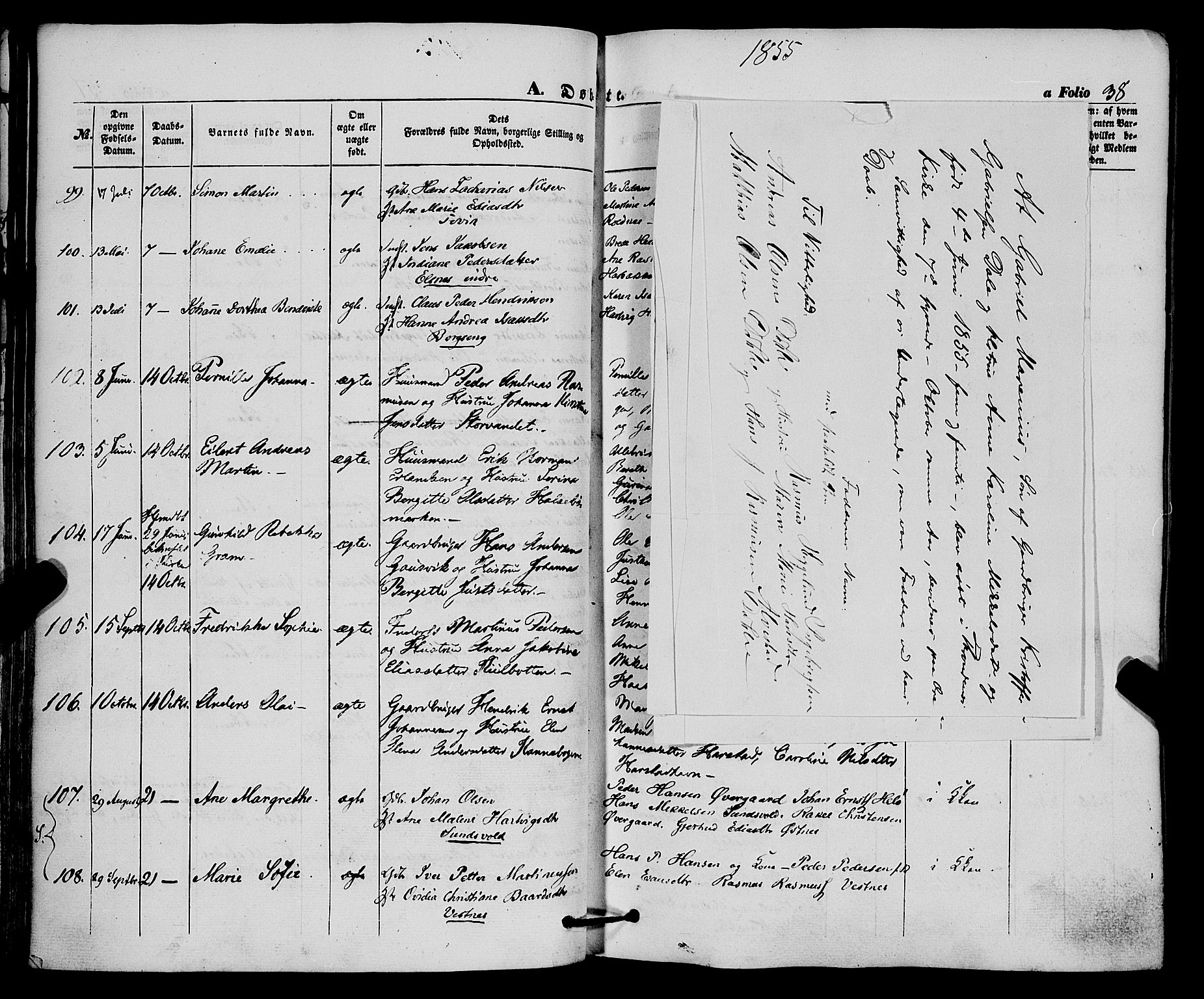 Trondenes sokneprestkontor, SATØ/S-1319/H/Ha/L0011kirke: Parish register (official) no. 11, 1853-1862, p. 38