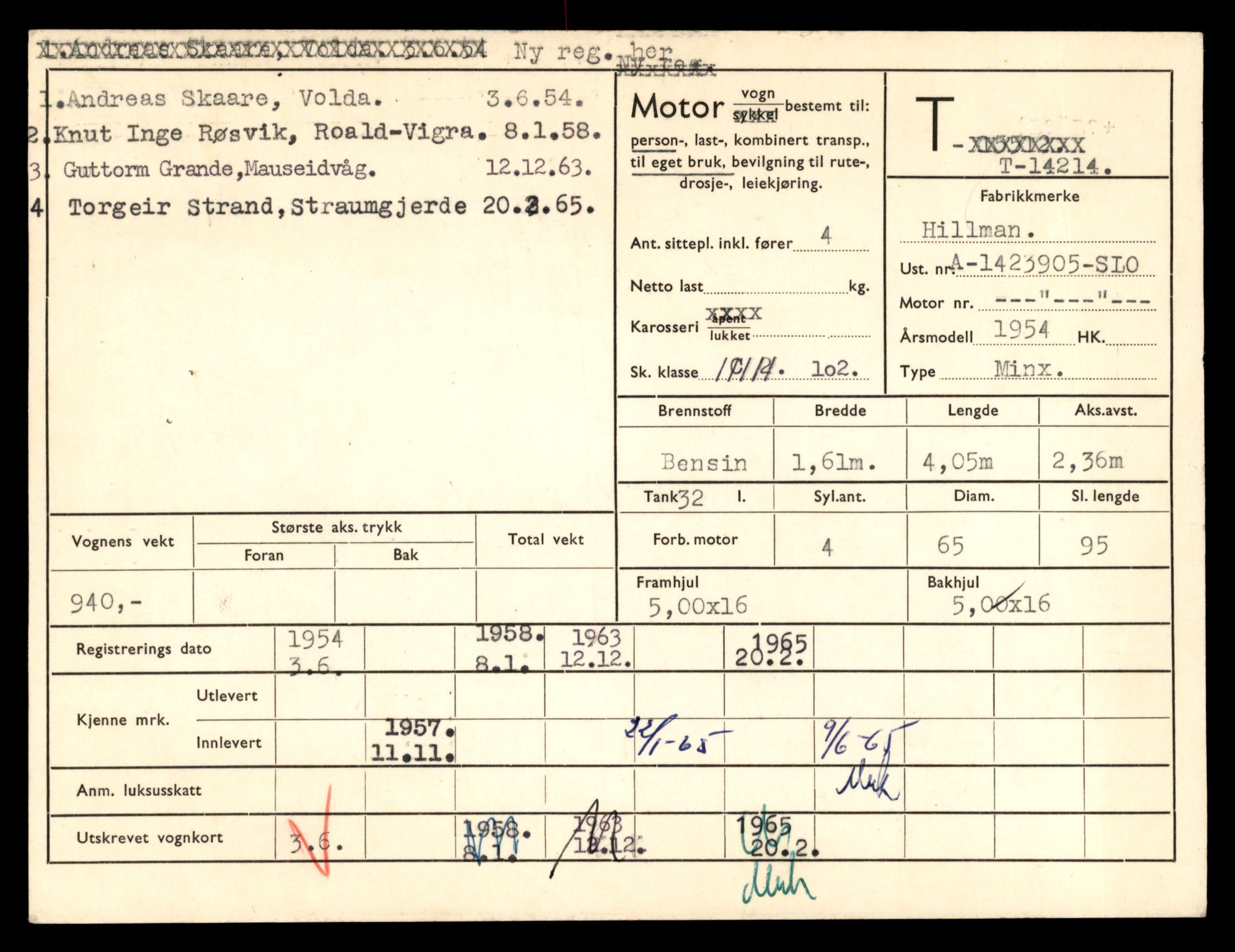 Møre og Romsdal vegkontor - Ålesund trafikkstasjon, AV/SAT-A-4099/F/Fe/L0044: Registreringskort for kjøretøy T 14205 - T 14319, 1927-1998, p. 347