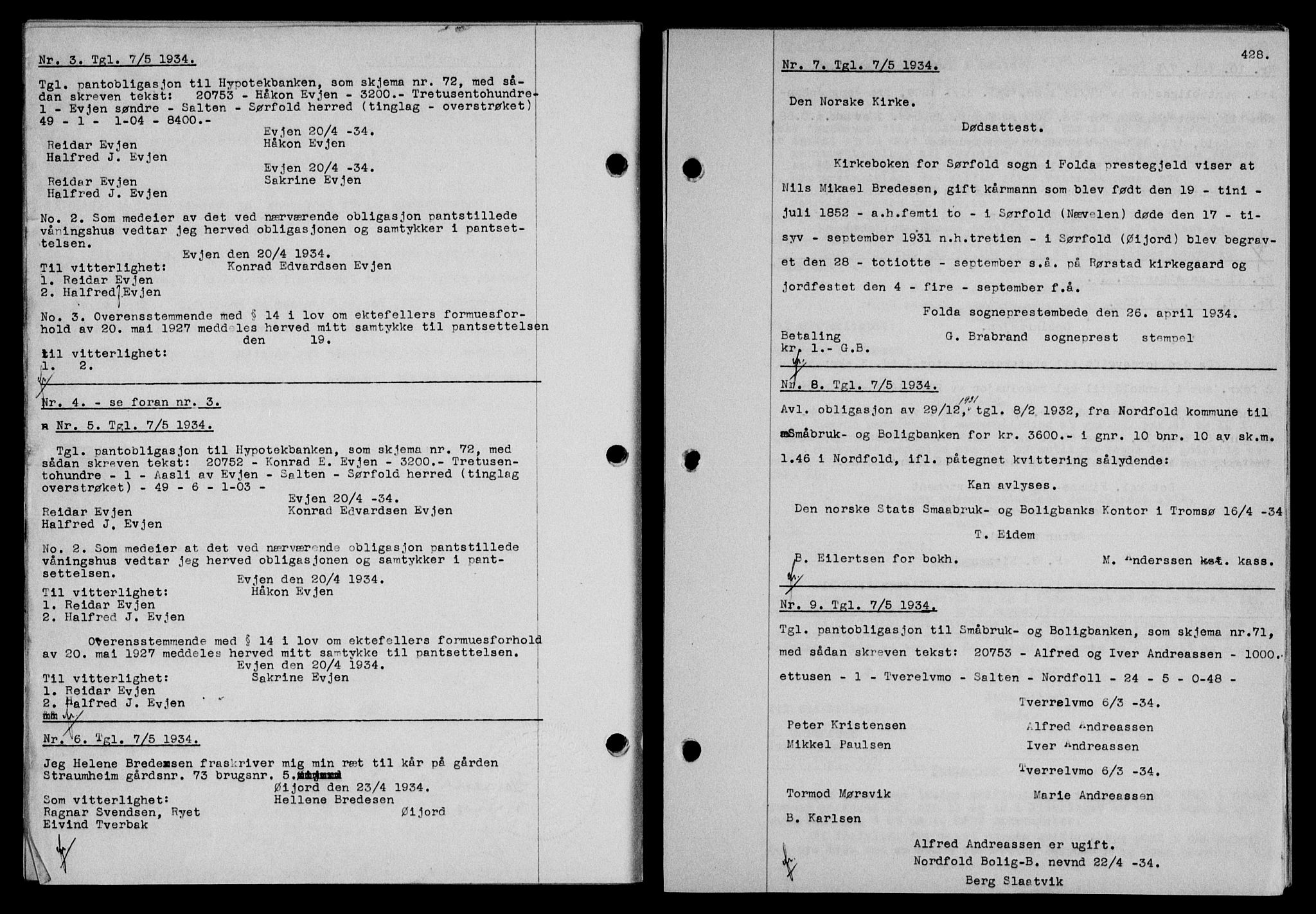 Salten sorenskriveri, SAT/A-4578/1/2/2C/L0064: Mortgage book no. 54, 1933-1934, Deed date: 07.05.1934