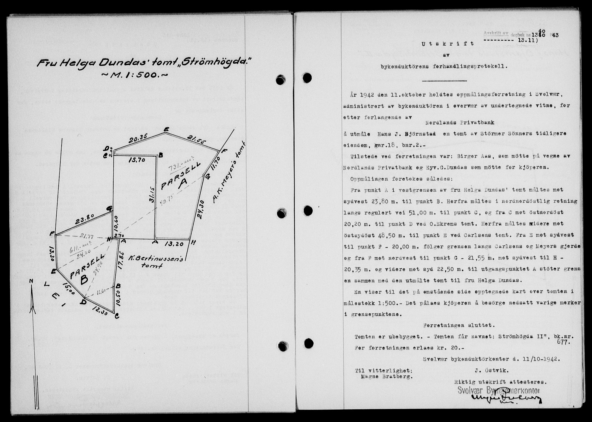 Lofoten sorenskriveri, SAT/A-0017/1/2/2C/L0011a: Mortgage book no. 11a, 1943-1943, Diary no: : 1340/1943