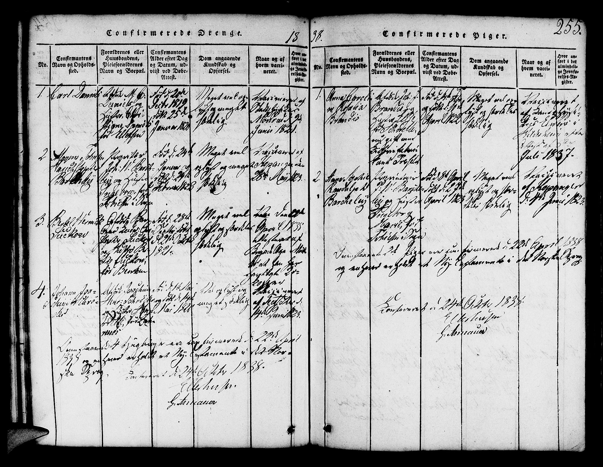 Mariakirken Sokneprestembete, SAB/A-76901/H/Hab/L0001: Parish register (copy) no. A 1, 1815-1846, p. 255