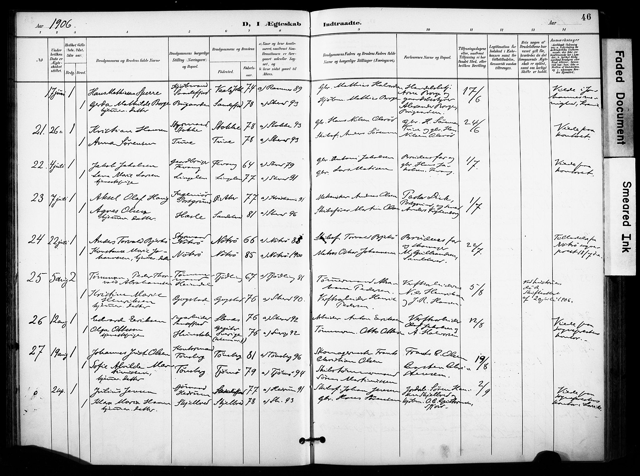 Sandar kirkebøker, SAKO/A-243/F/Fa/L0015: Parish register (official) no. 15, 1896-1907, p. 46