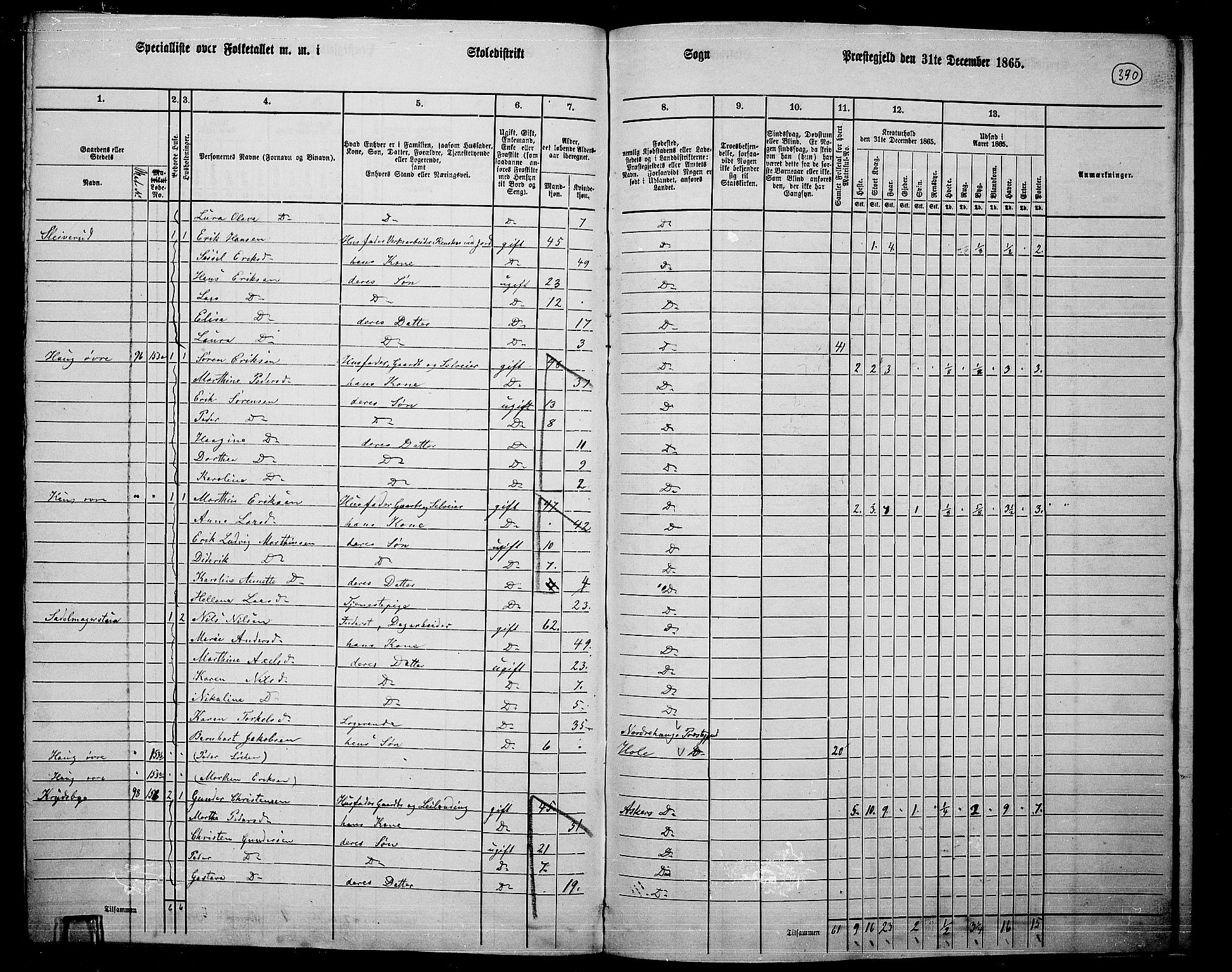 RA, 1865 census for Asker, 1865, p. 324