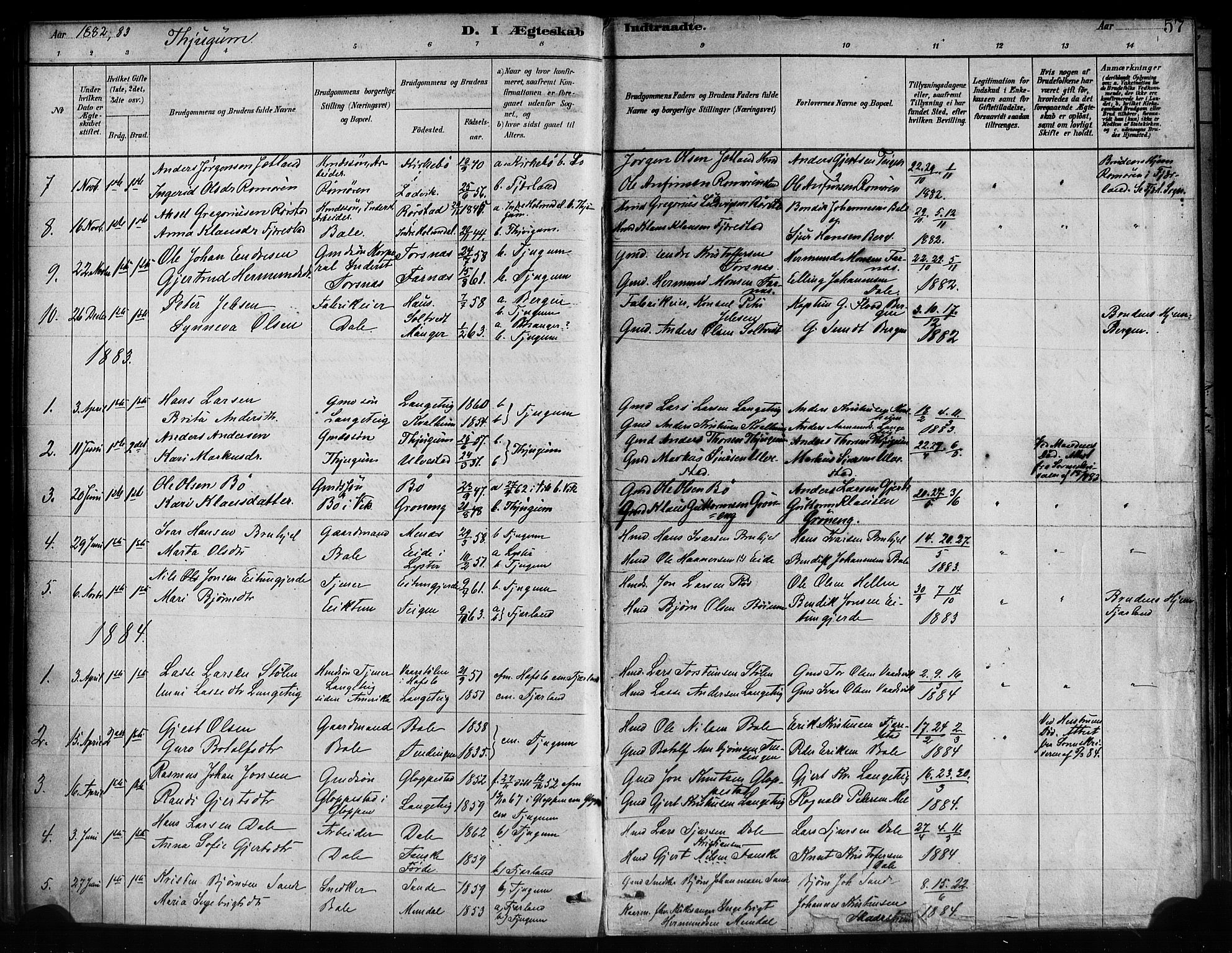 Balestrand sokneprestembete, SAB/A-79601/H/Haa/Haaa/L0004: Parish register (official) no. A 4 /1, 1879-1888, p. 57