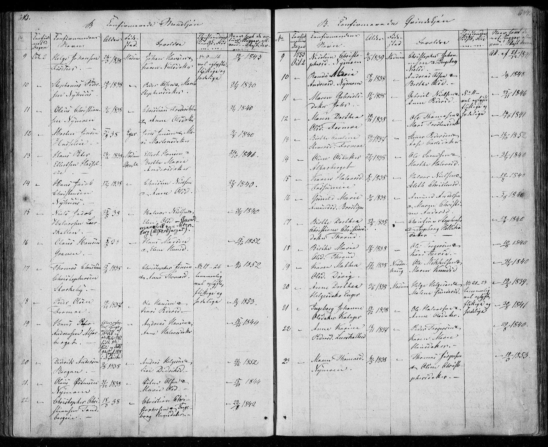 Modum kirkebøker, AV/SAKO-A-234/F/Fa/L0008: Parish register (official) no. 8, 1851-1859, p. 343-344