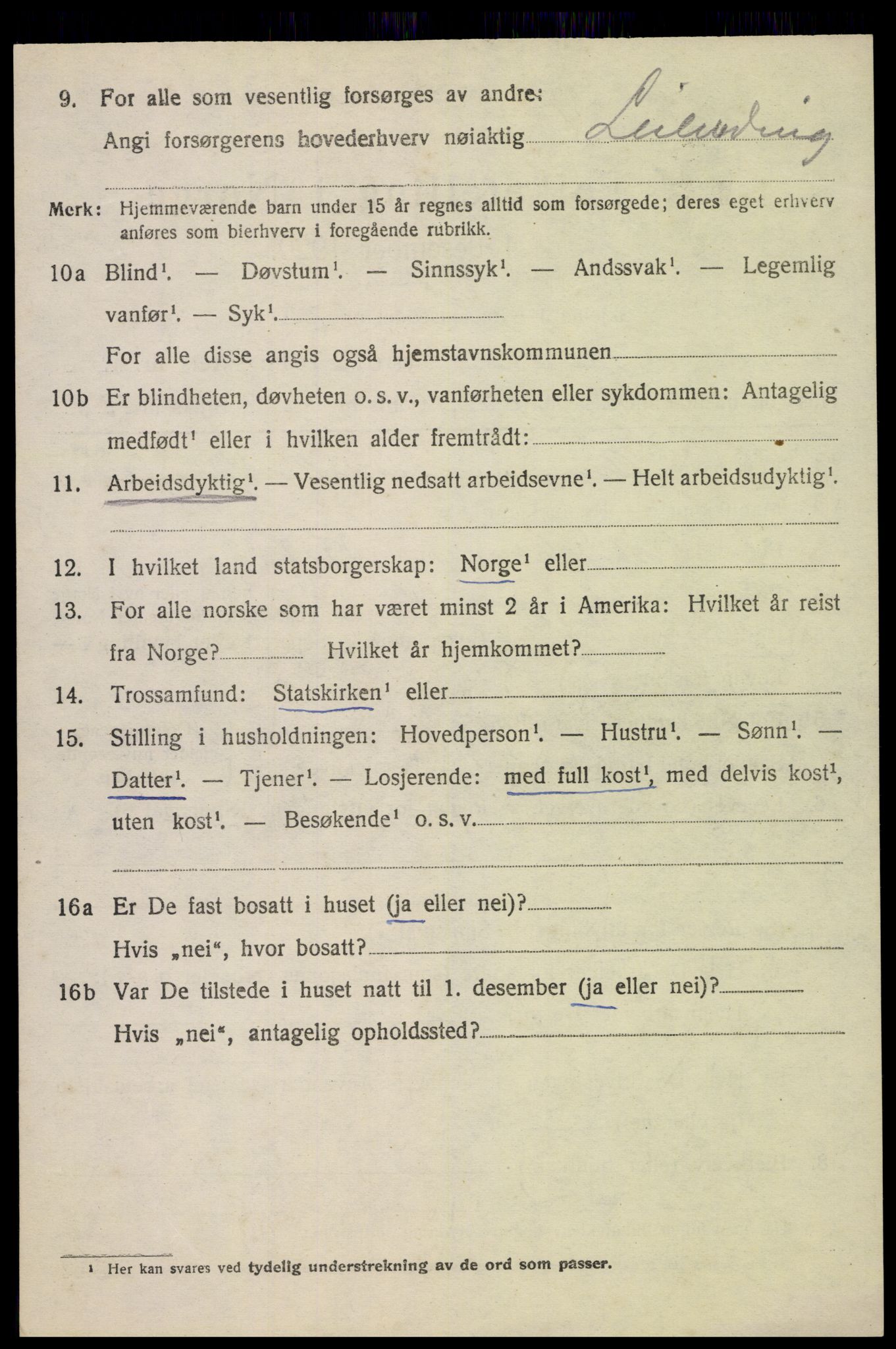 SAK, 1920 census for Tovdal, 1920, p. 152