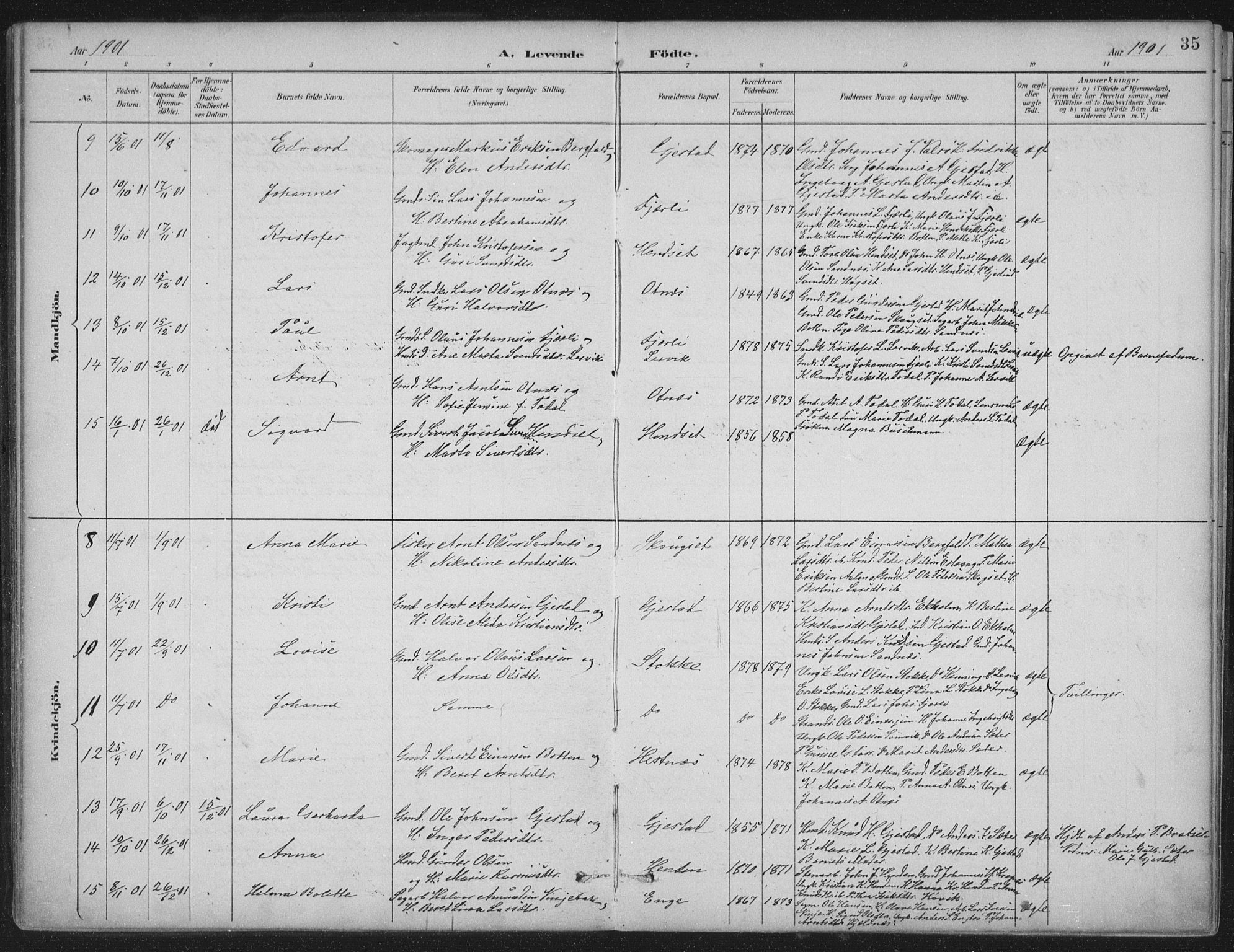 Ministerialprotokoller, klokkerbøker og fødselsregistre - Møre og Romsdal, AV/SAT-A-1454/580/L0925: Parish register (official) no. 580A02, 1888-1913, p. 35