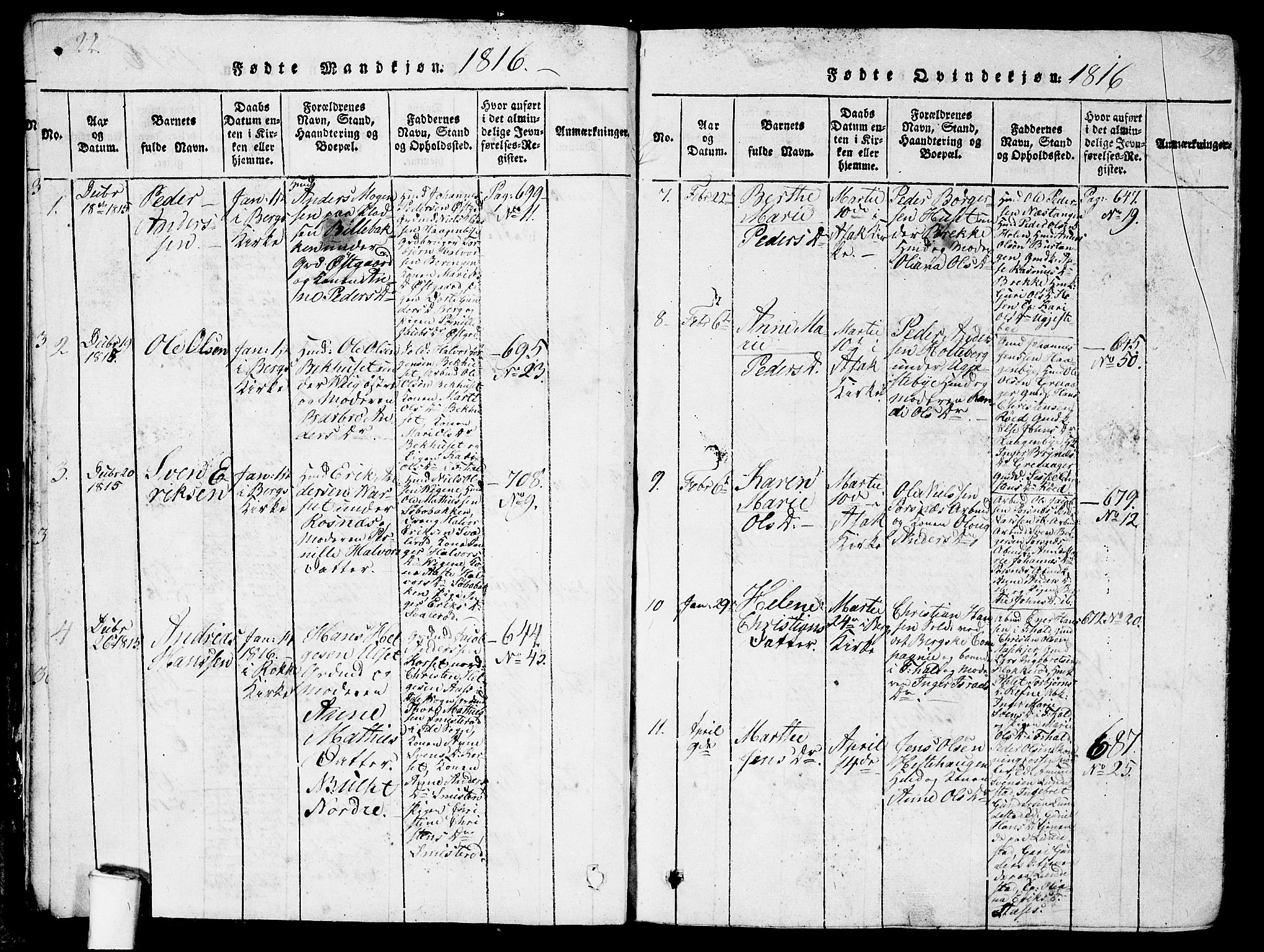 Berg prestekontor Kirkebøker, AV/SAO-A-10902/G/Ga/L0001: Parish register (copy) no. I 1, 1815-1832, p. 22-23