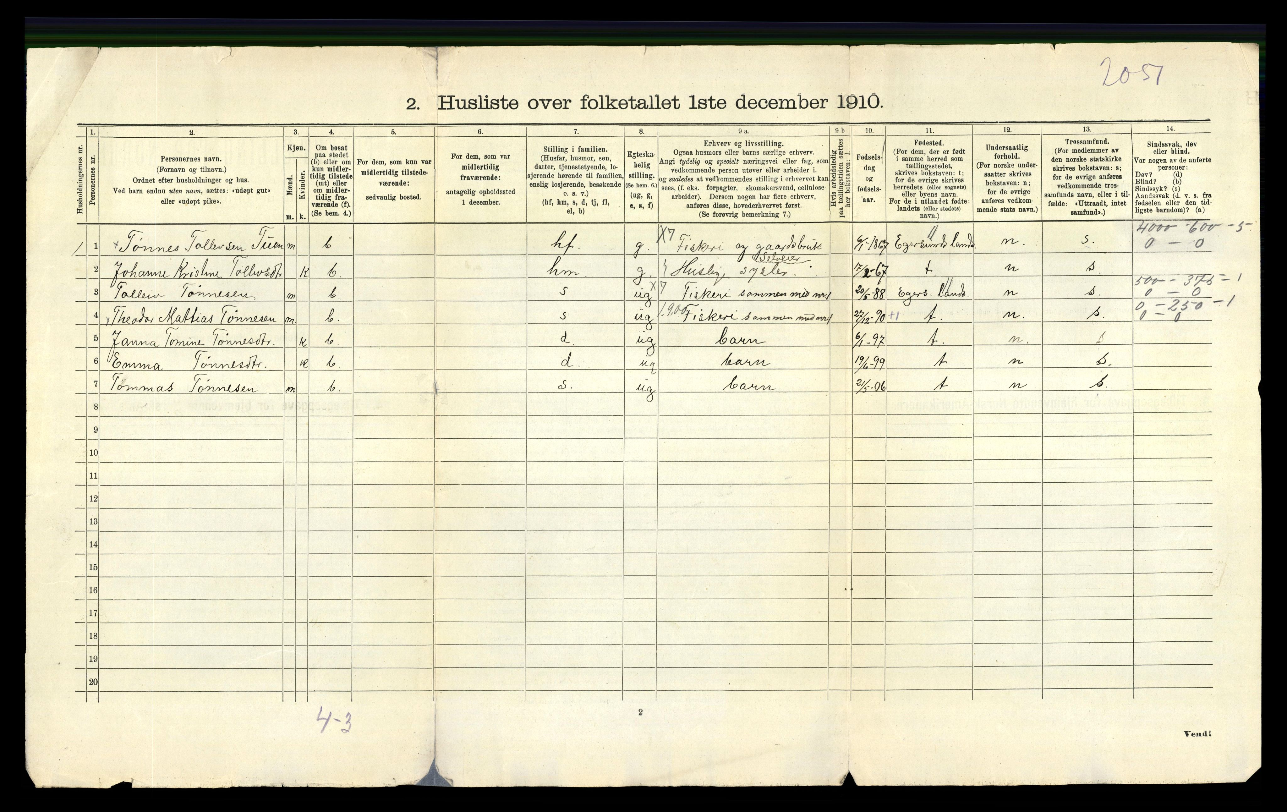 RA, 1910 census for Ogna, 1910, p. 18