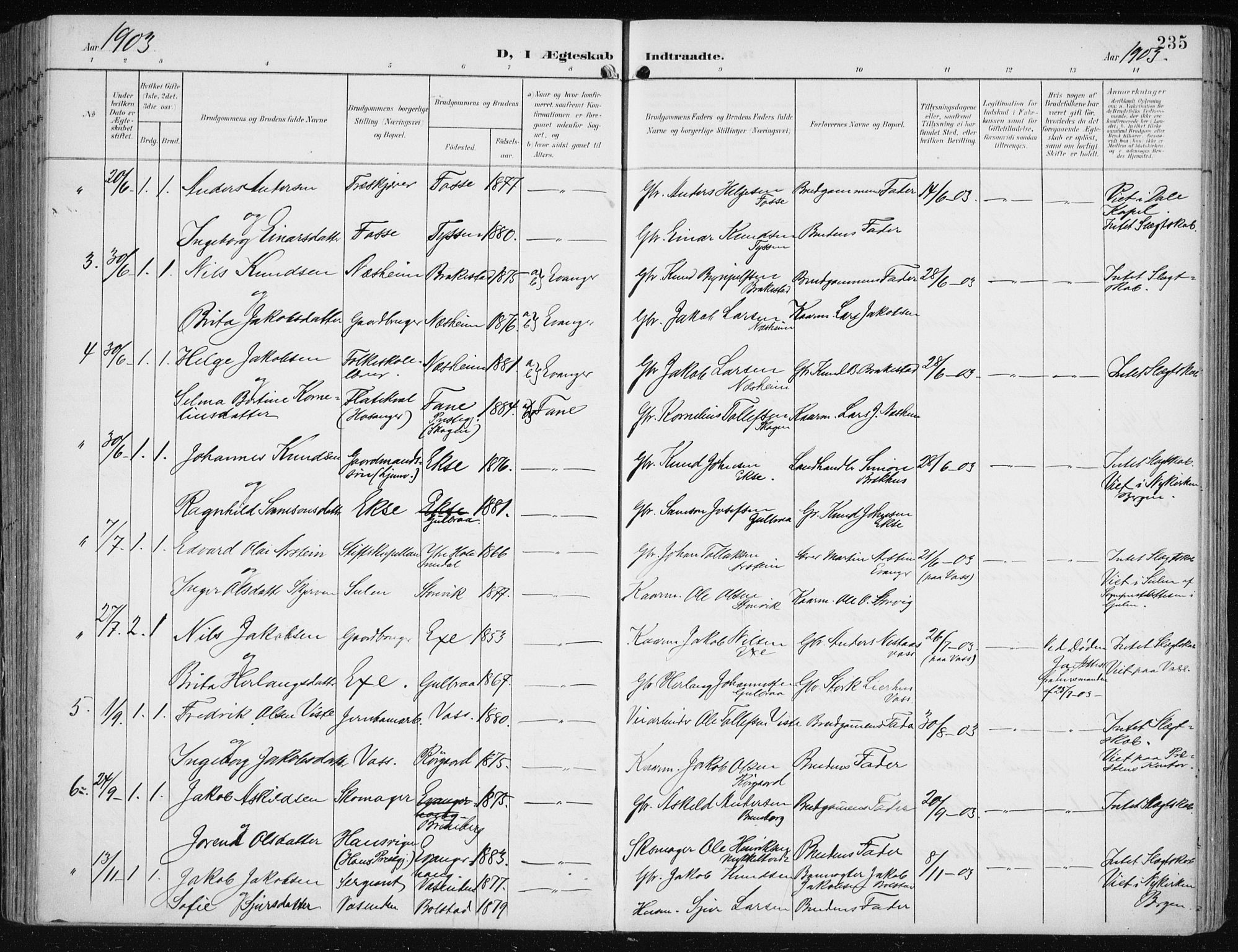 Evanger sokneprestembete, SAB/A-99924: Parish register (official) no. A  3, 1900-1930, p. 235