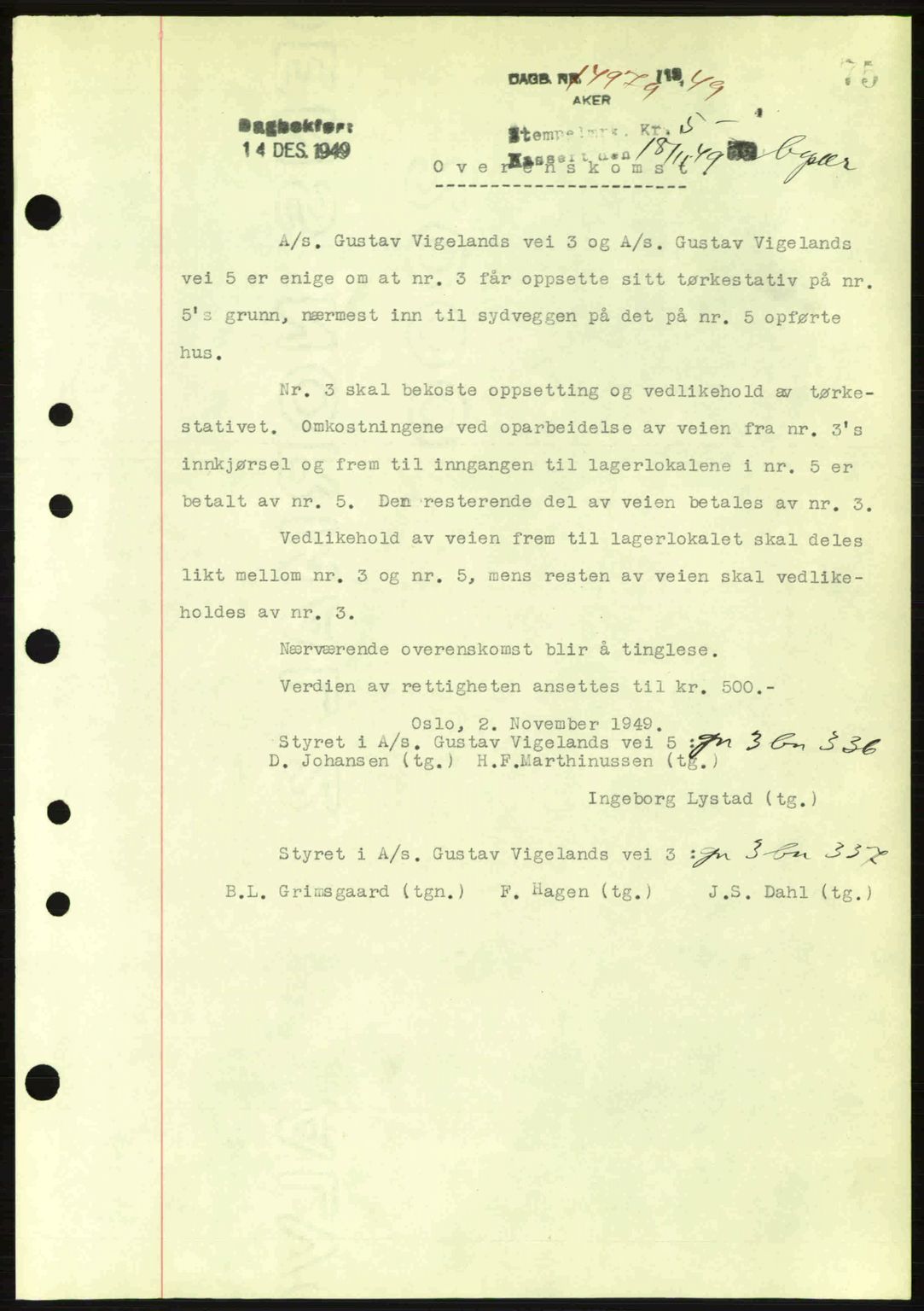 Oslo byskriverembete, AV/SAO-A-10227/G/Gb/Gbd/Gbda/L0017: Mortgage book no. A215, 1949-1950, Diary no: : 14979/1949