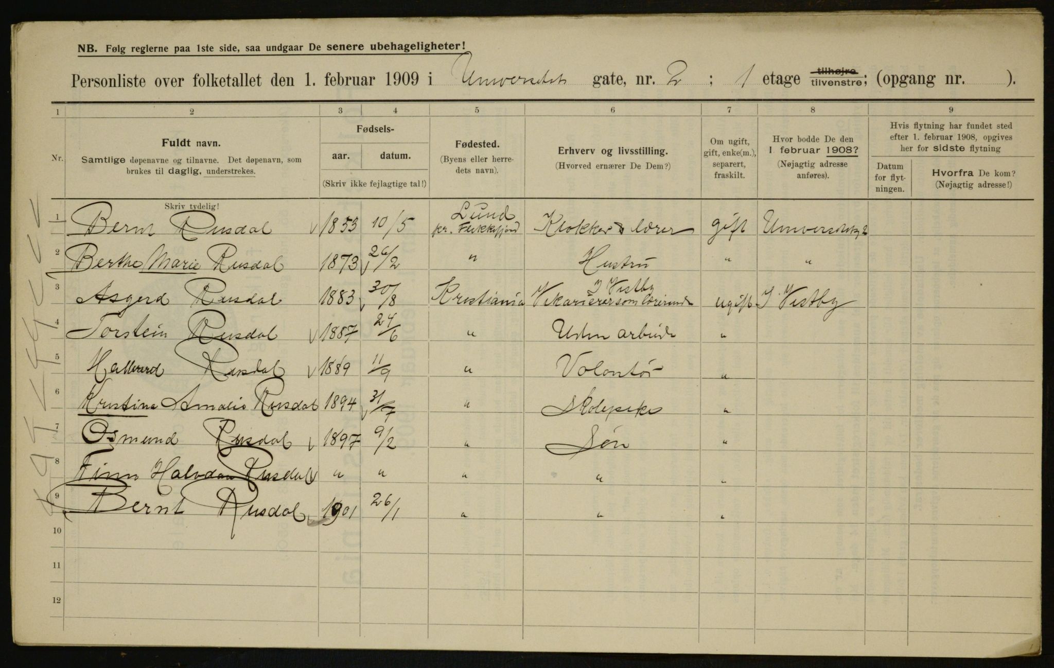 OBA, Municipal Census 1909 for Kristiania, 1909, p. 108780