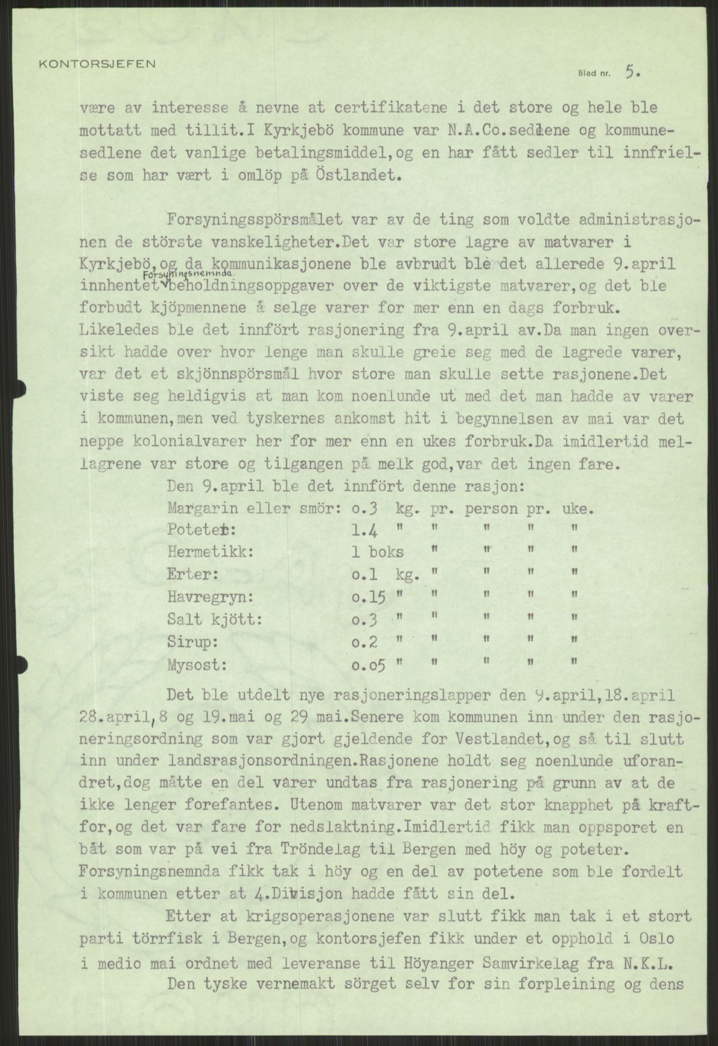 Forsvaret, Forsvarets krigshistoriske avdeling, AV/RA-RAFA-2017/Y/Ya/L0015: II-C-11-31 - Fylkesmenn.  Rapporter om krigsbegivenhetene 1940., 1940, p. 545