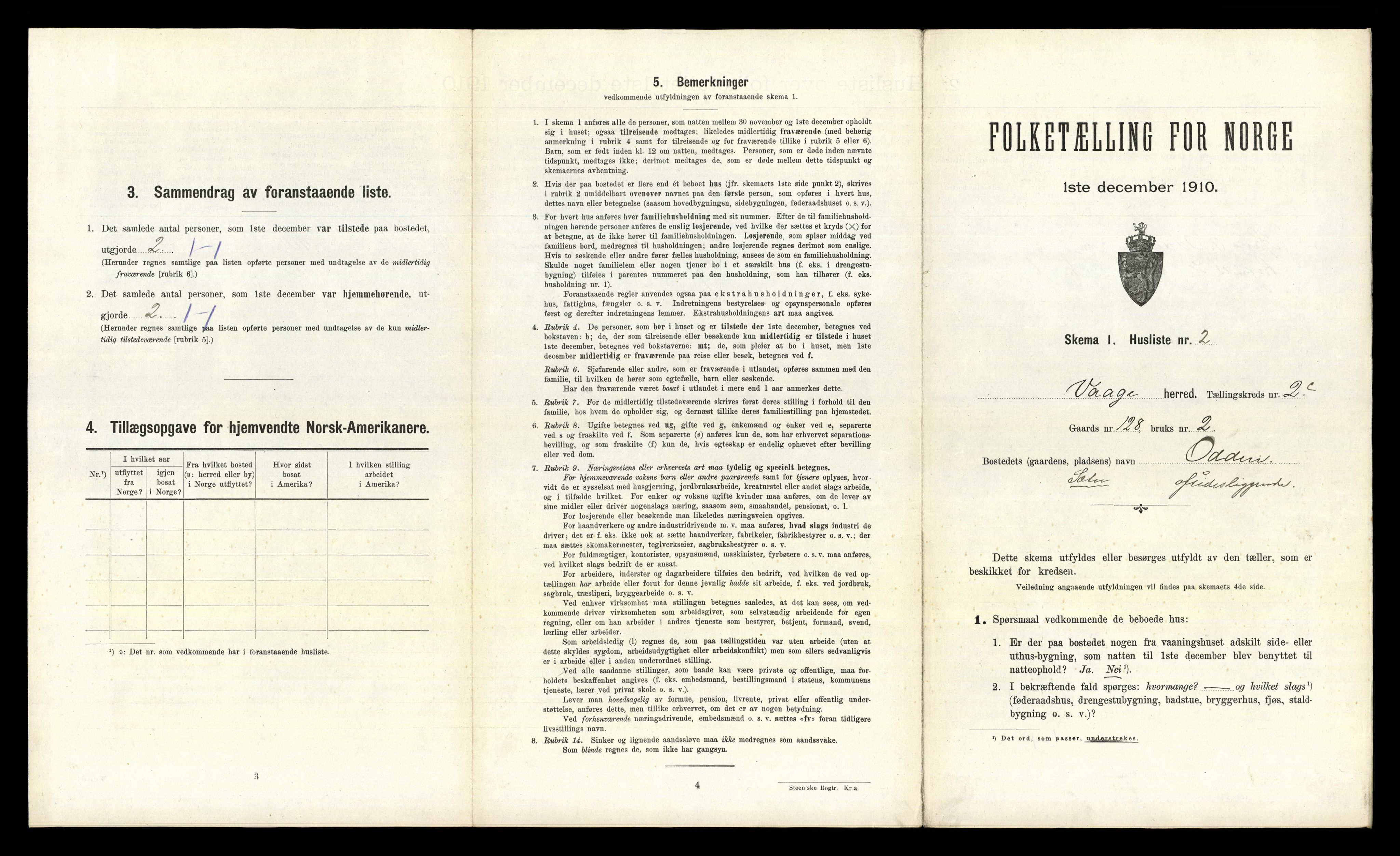 RA, 1910 census for Vågå, 1910, p. 1063