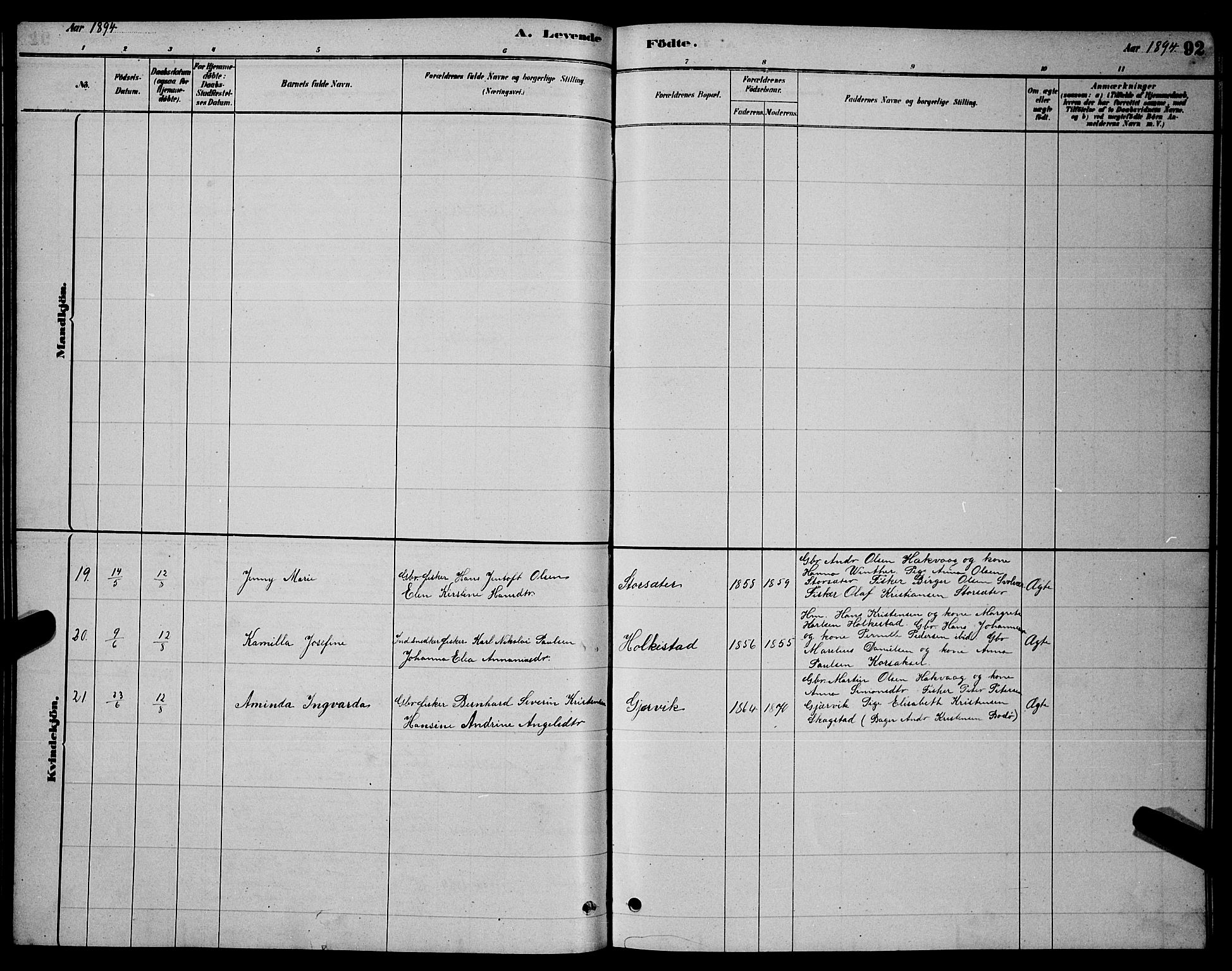 Ministerialprotokoller, klokkerbøker og fødselsregistre - Nordland, AV/SAT-A-1459/855/L0816: Parish register (copy) no. 855C05, 1879-1894, p. 92