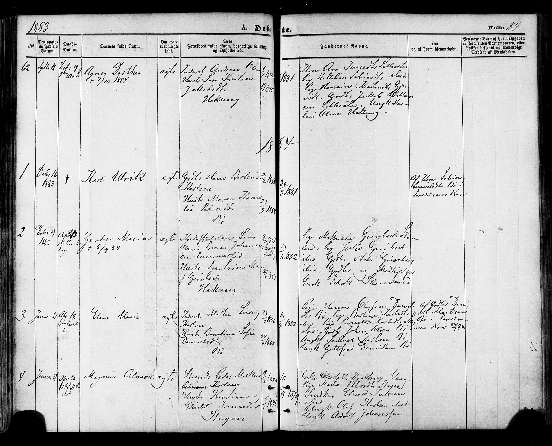 Ministerialprotokoller, klokkerbøker og fødselsregistre - Nordland, SAT/A-1459/855/L0802: Parish register (official) no. 855A10, 1875-1886, p. 84