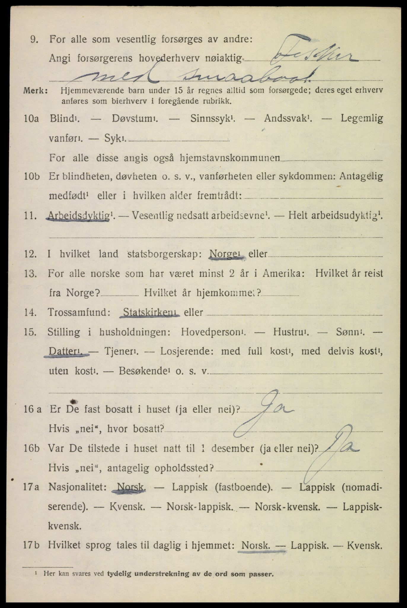 SAT, 1920 census for Tysfjord, 1920, p. 2024