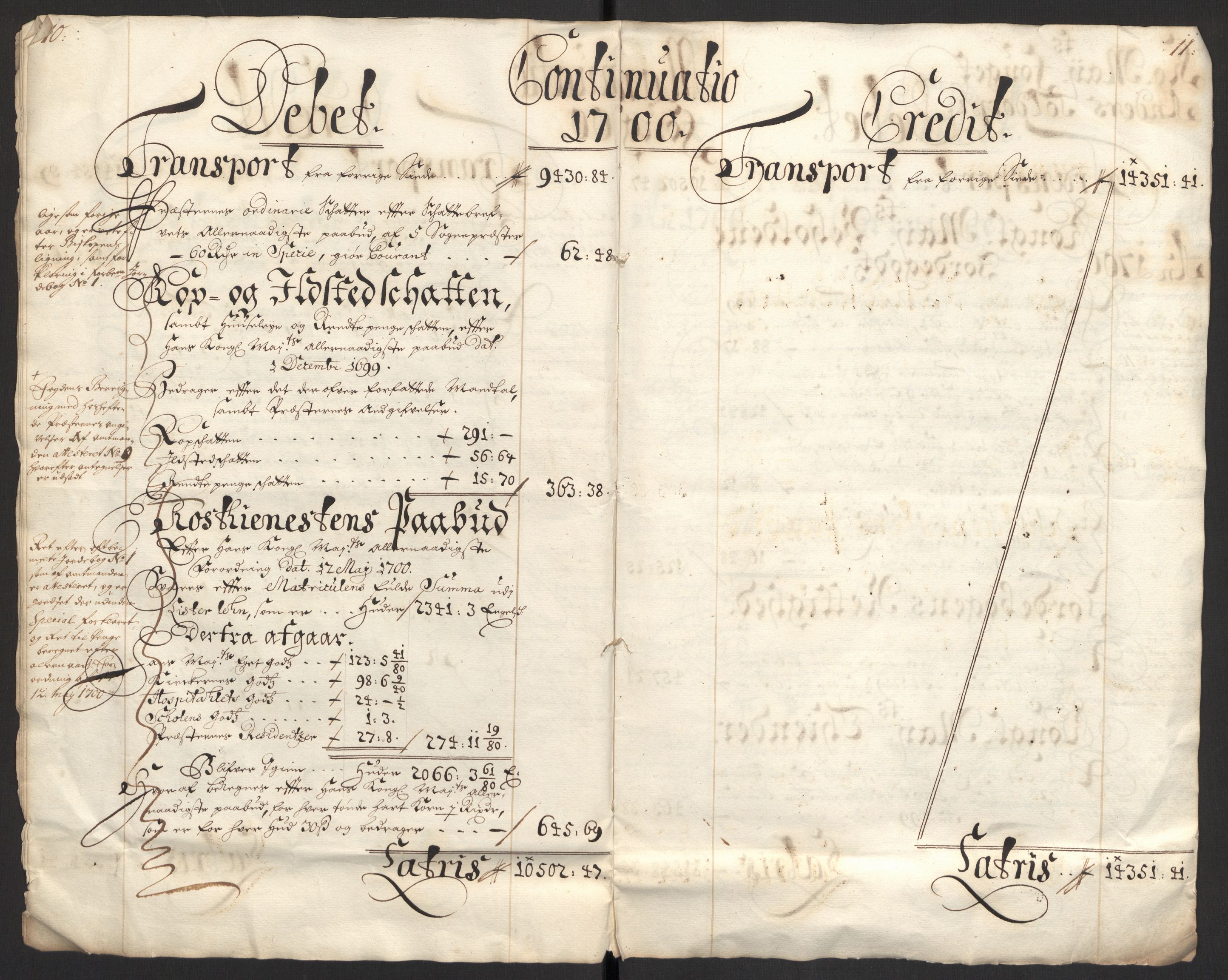 Rentekammeret inntil 1814, Reviderte regnskaper, Fogderegnskap, AV/RA-EA-4092/R43/L2548: Fogderegnskap Lista og Mandal, 1700, p. 8