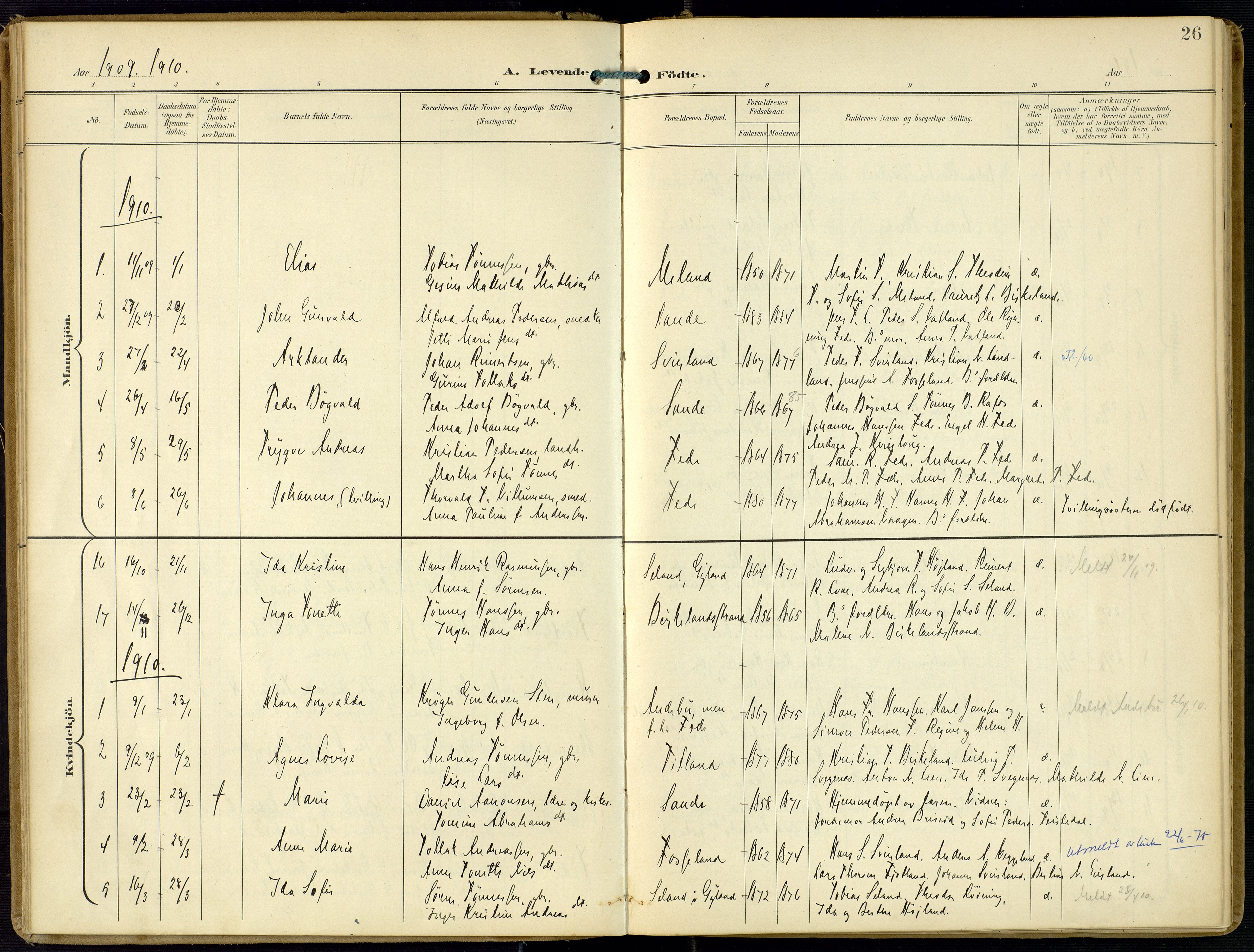 Kvinesdal sokneprestkontor, AV/SAK-1111-0026/F/Fa/Faa/L0005: Parish register (official) no. A 5, 1898-1915, p. 26