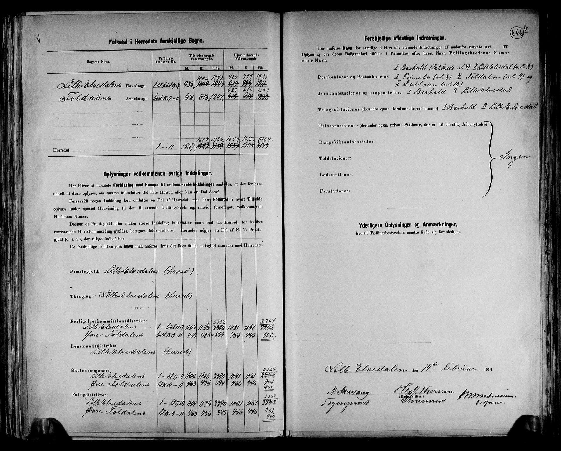 RA, 1891 census for 0438 Lille Elvedalen, 1891, p. 3