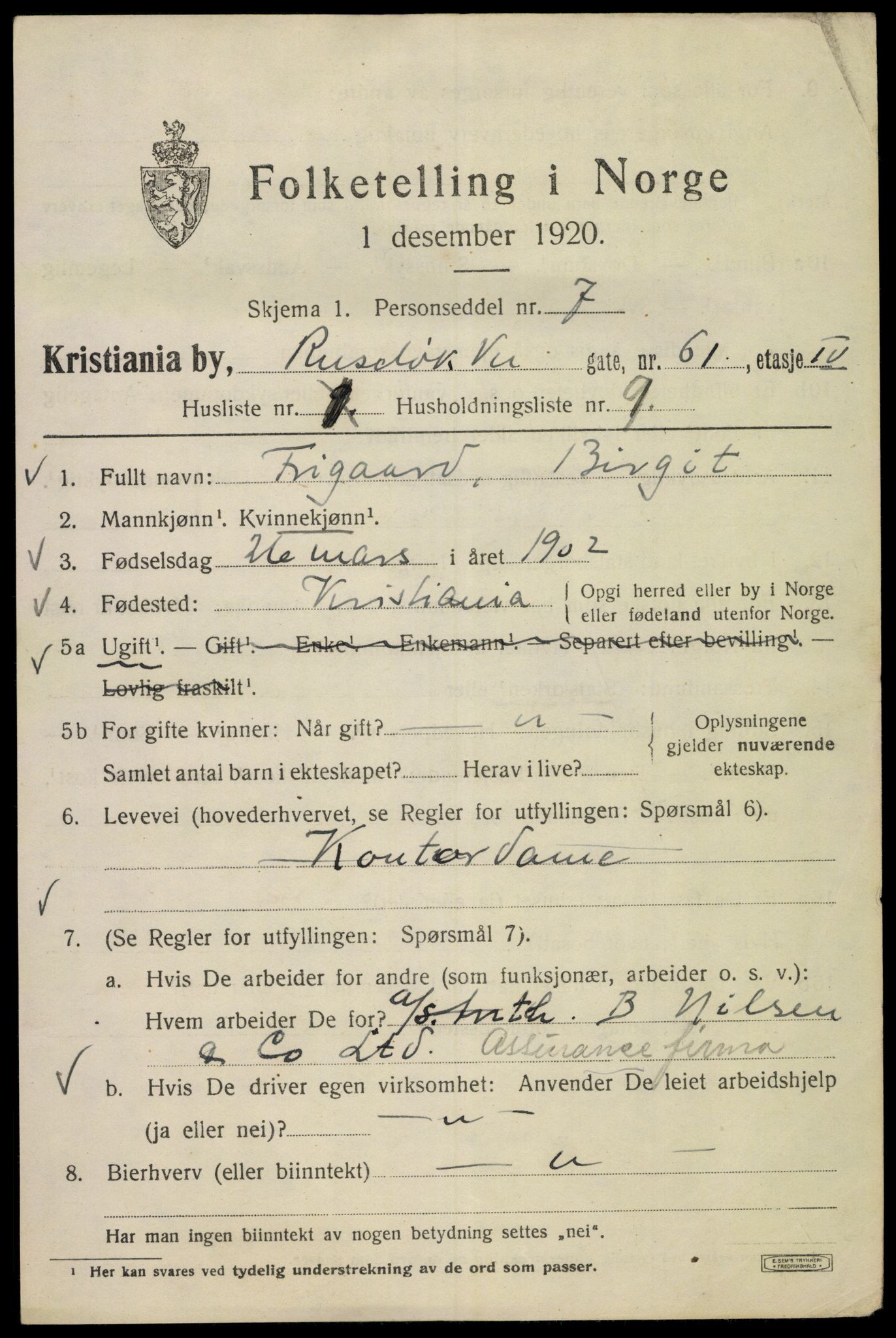 SAO, 1920 census for Kristiania, 1920, p. 473639