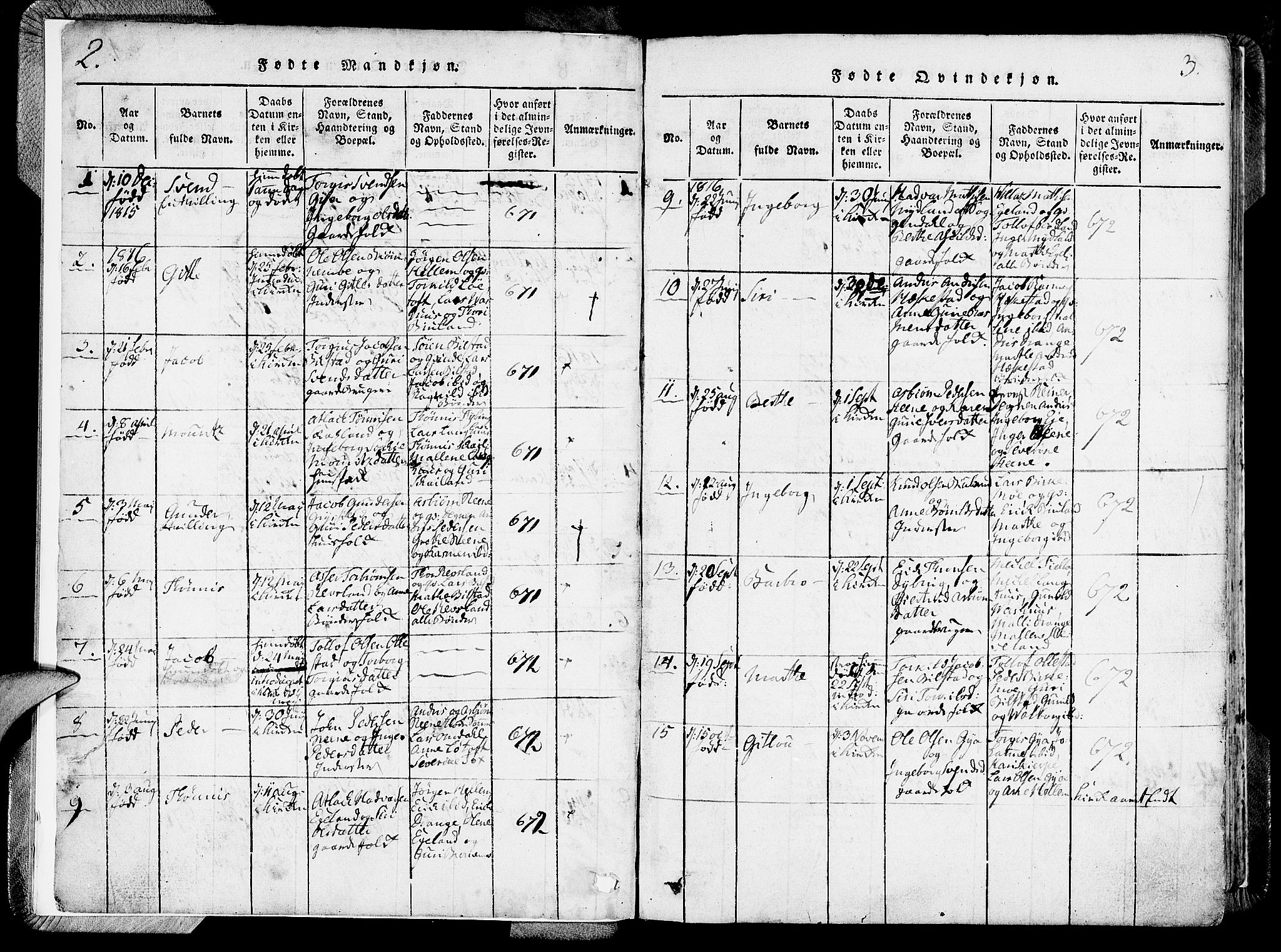 Lund sokneprestkontor, SAST/A-101809/S06/L0006: Parish register (official) no. A 6, 1816-1839, p. 2-3