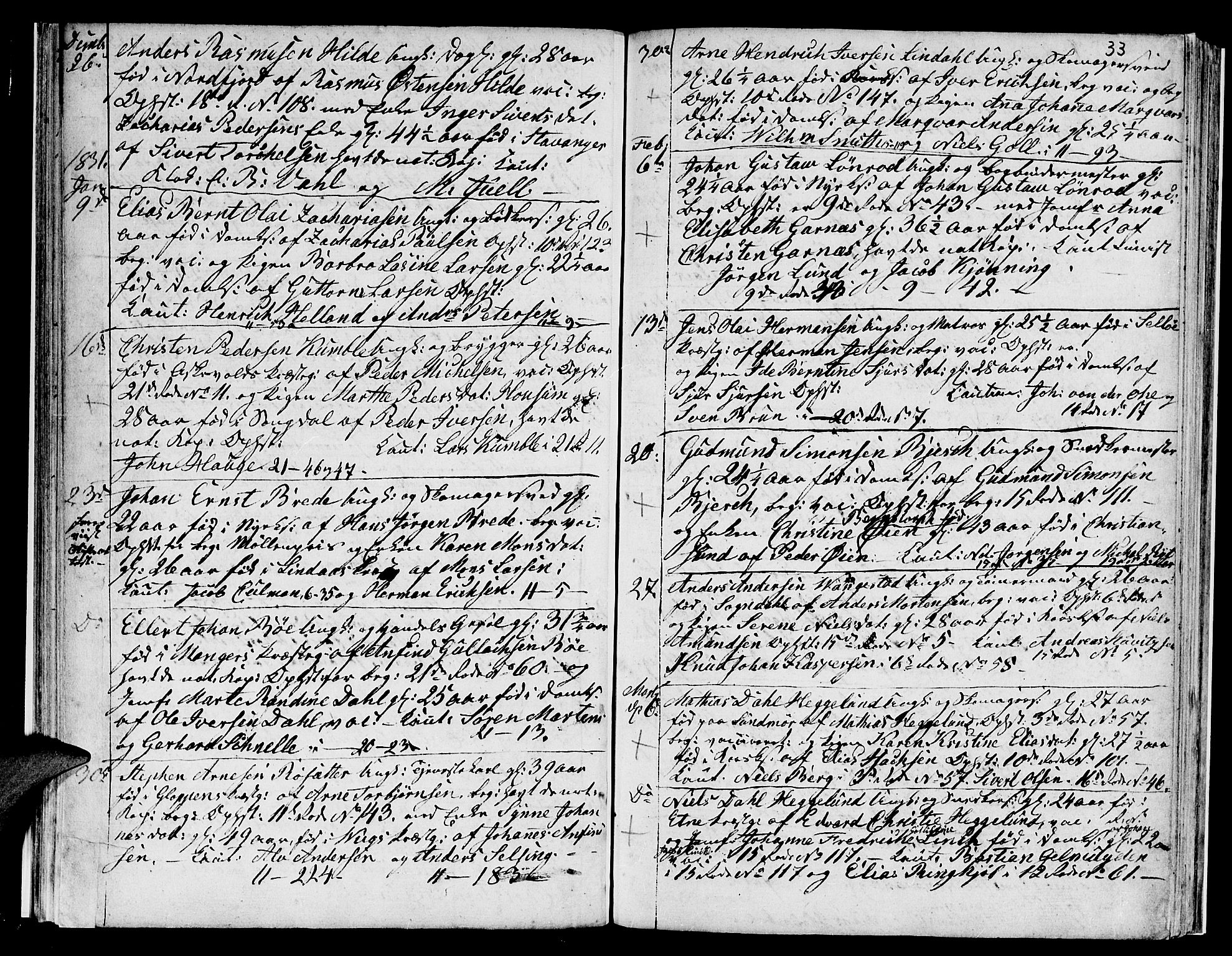Domkirken sokneprestembete, SAB/A-74801/H/Hab/L0003: Parish register (copy) no. A 3, 1820-1853, p. 33